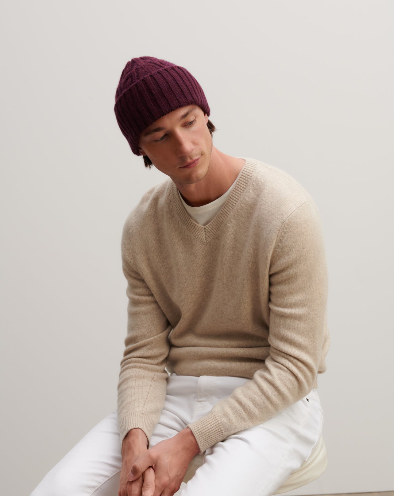 Bonnet à torsades-PRUNELLIER-100% cachemire