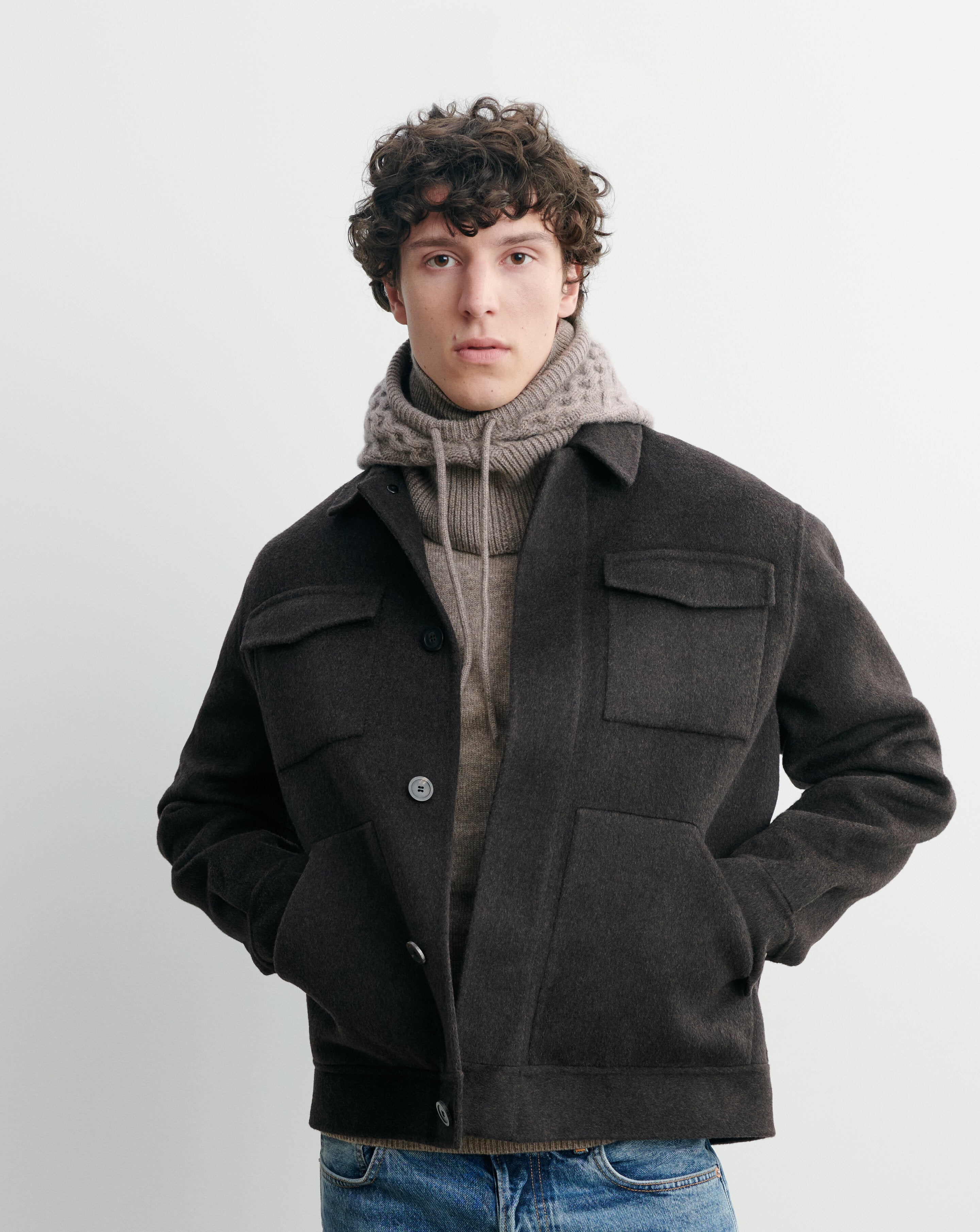 Cagoule à torsades-MILLET-100% cachemire