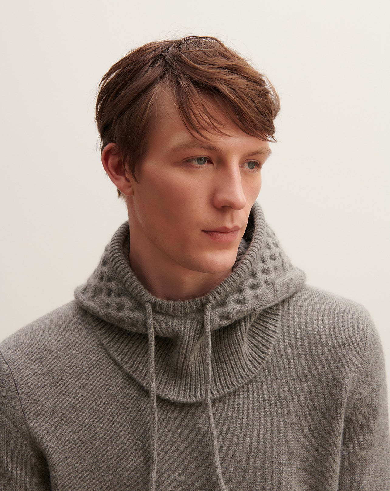 Cagoule à torsades-GRIS METEORITE-100% cachemire