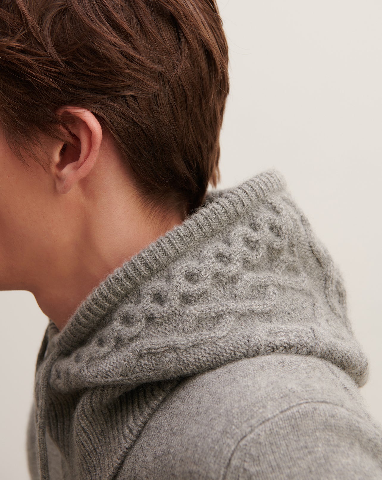 Cagoule à torsades-GRIS METEORITE-100% cachemire