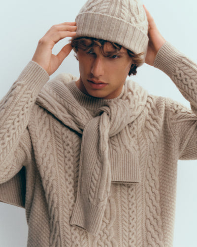 Bonnet à torsades-GALET-100% cachemire