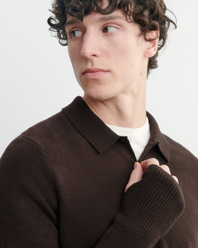 Mitaines courtes à côtes-CHOCOLAT-100% cachemire