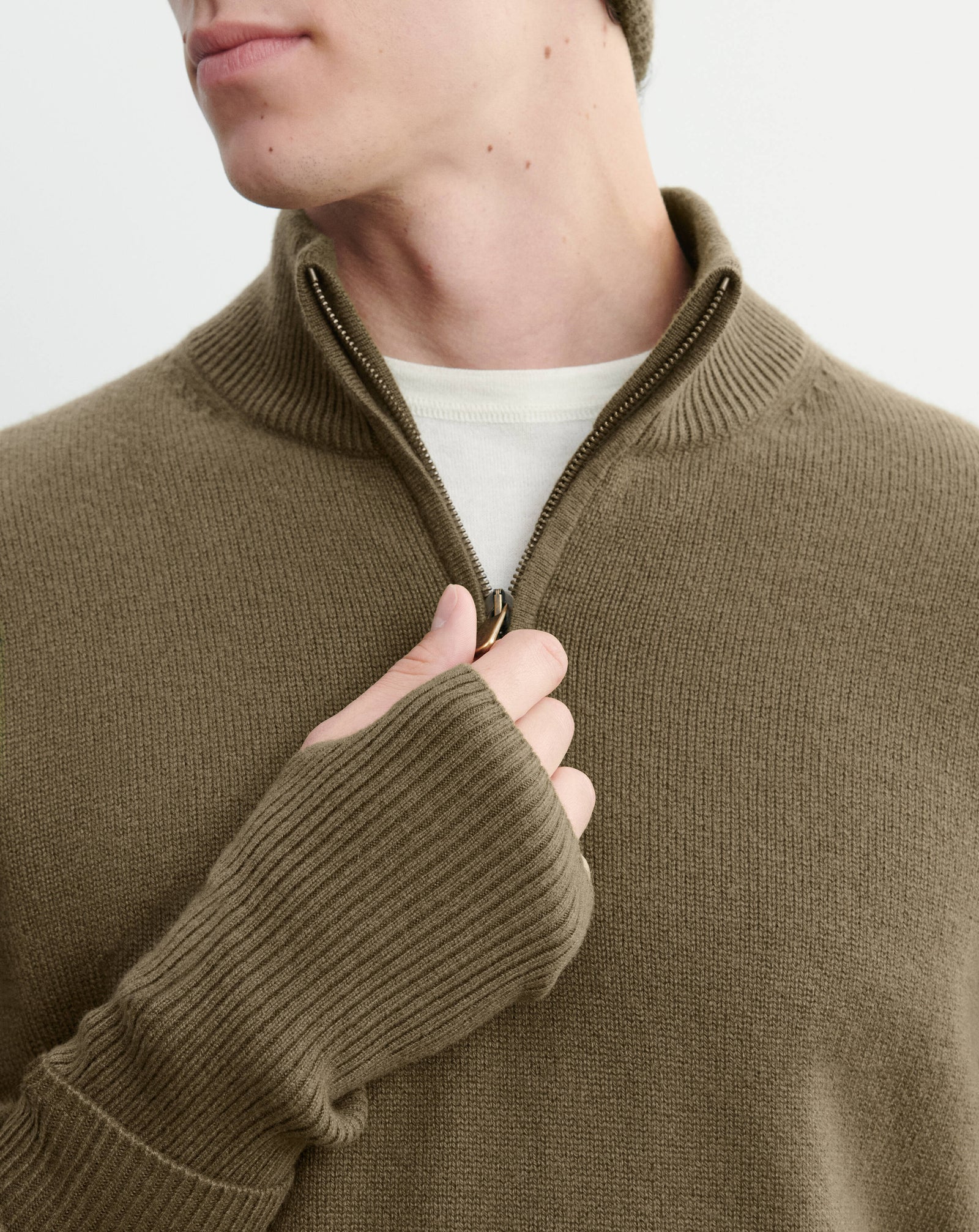 Mitaines courtes à côtes-BRONZE-100% cachemire