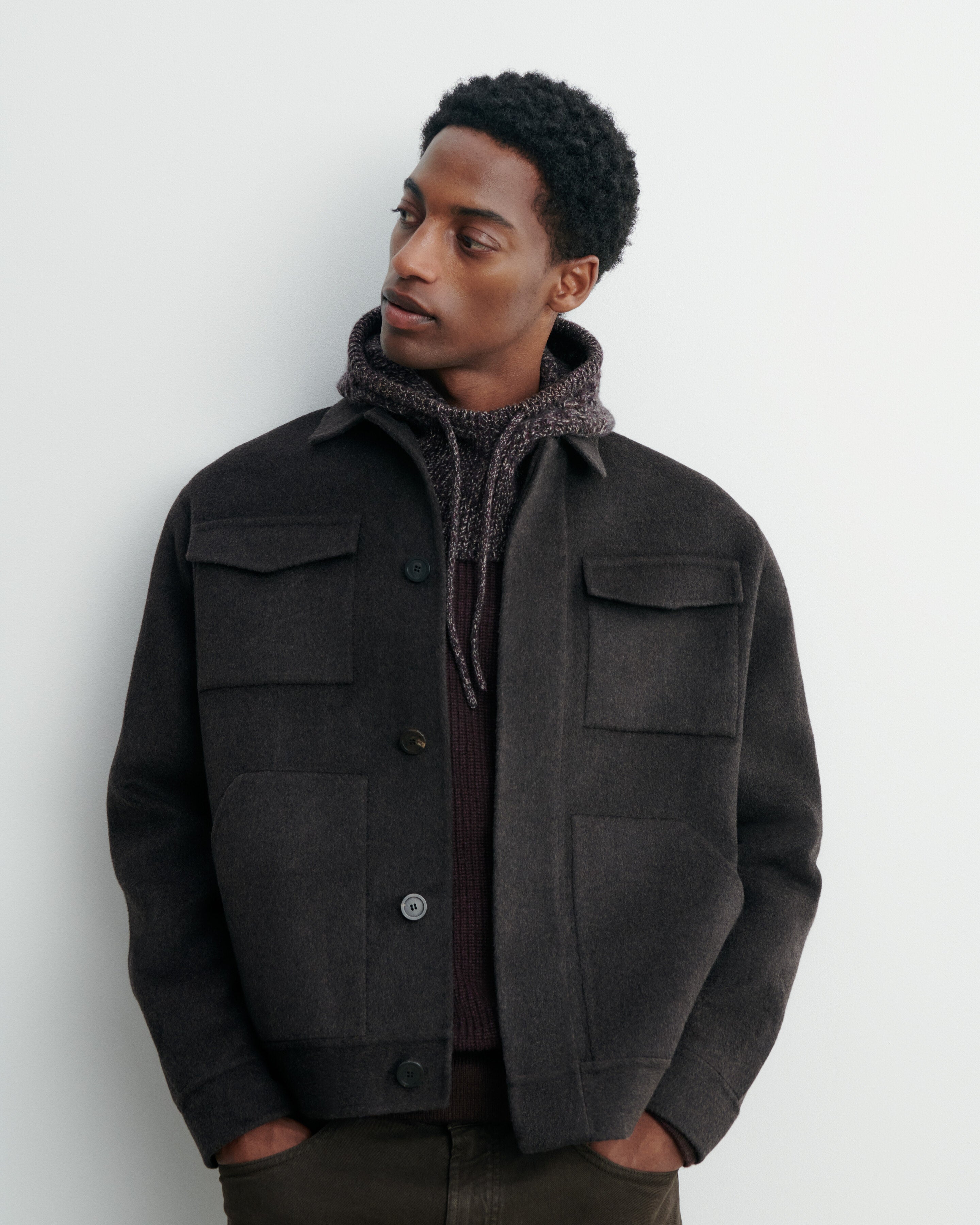 Cagoule moulinée-CHOCOLAT/CHARBON/MILLET/MURE-100% cachemire