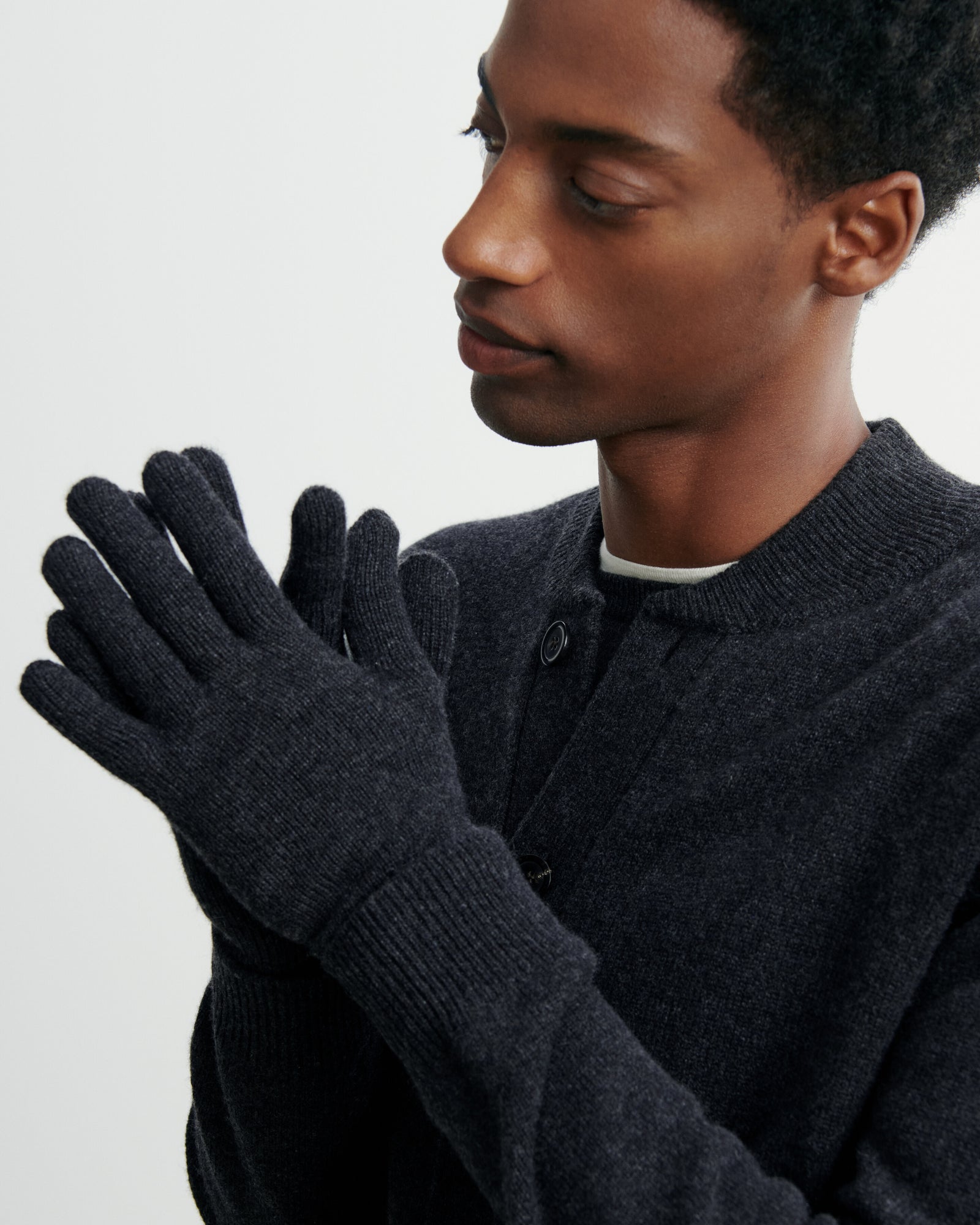 Gants homme-CHARBON-100% cachemire