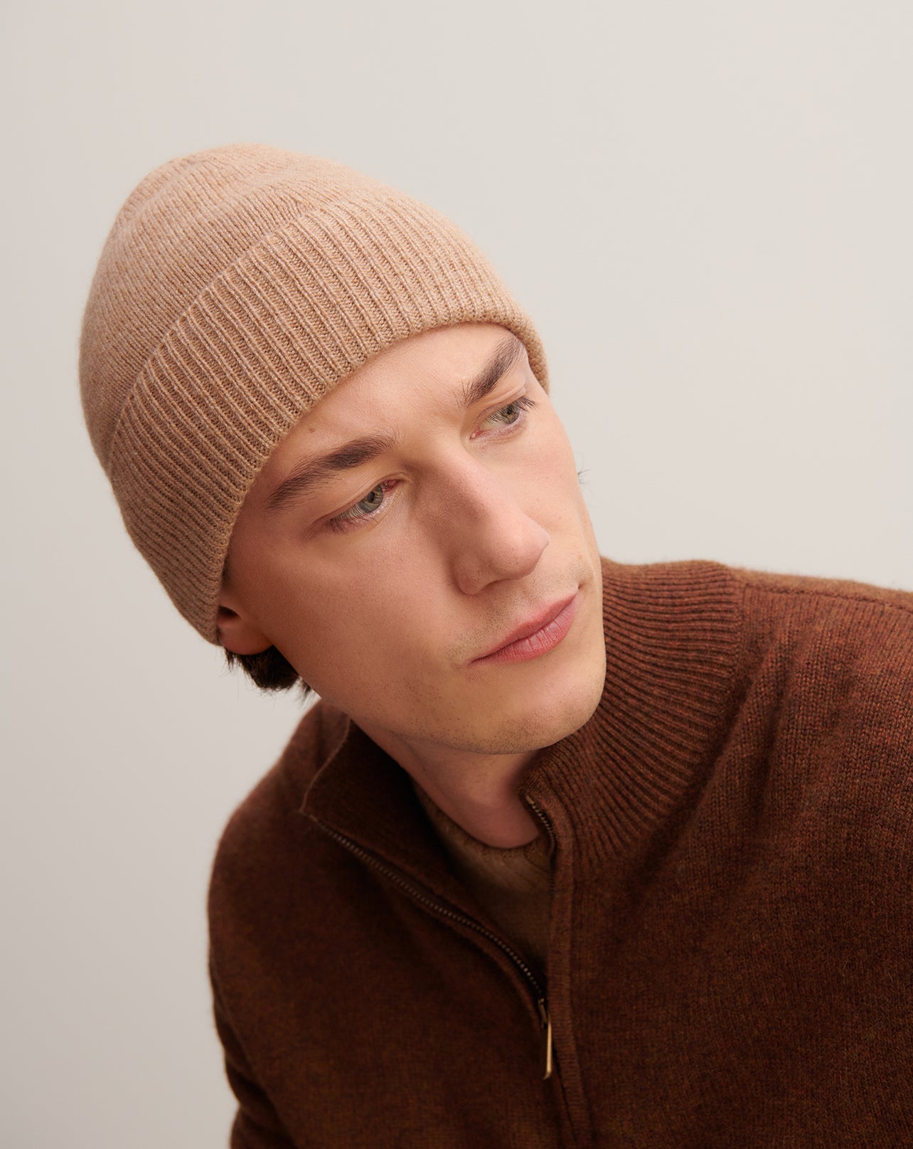 Bonnet classique-CARAMEL-100% cachemire