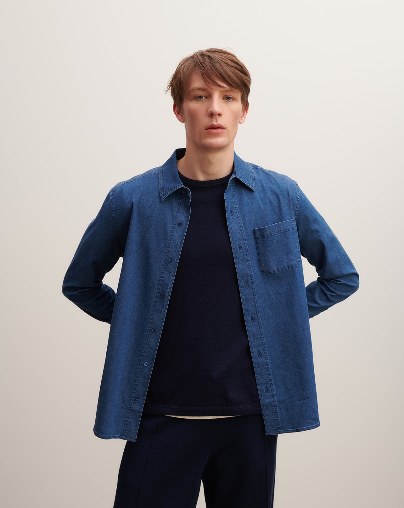 Chemise denim ample-DENIM BLUE-98% coton 2% elasthane