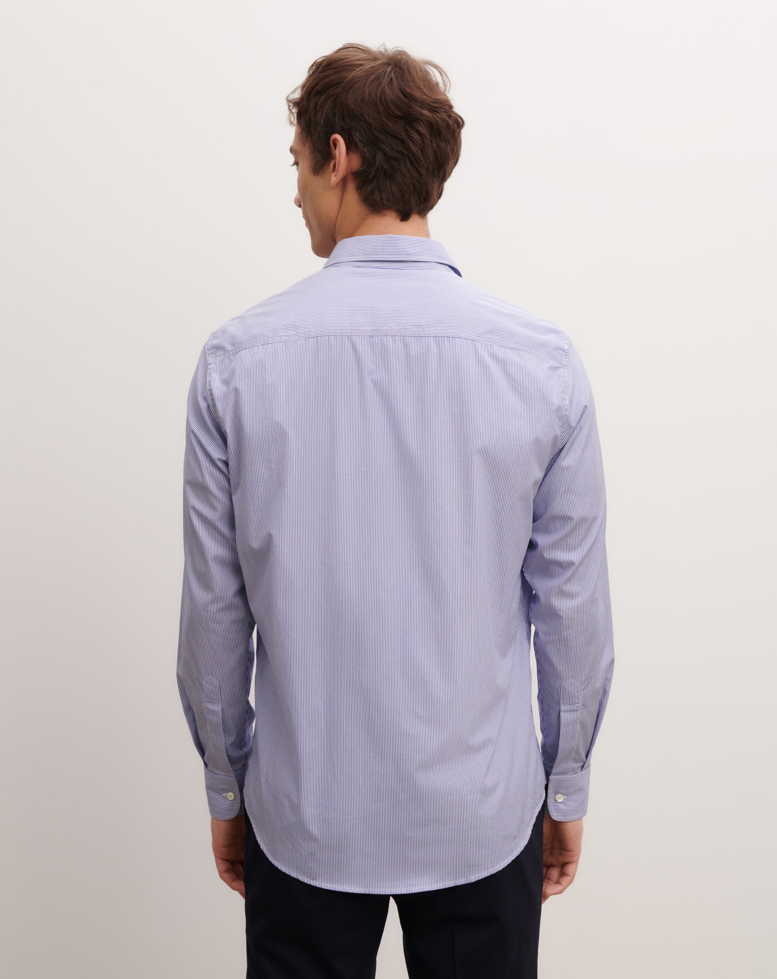 Chemise à rayures-BLANC/MARINE-100% coton