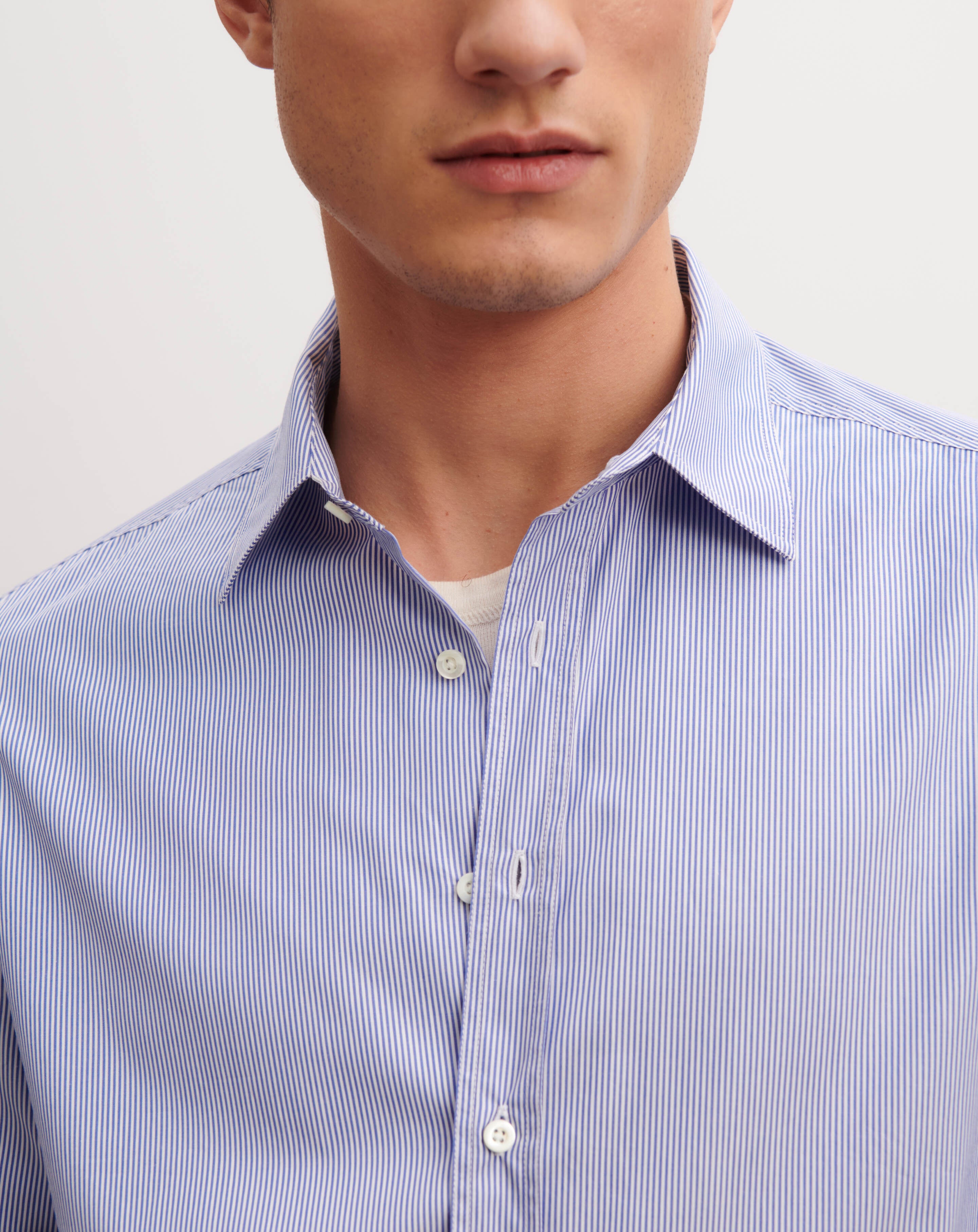 Chemise à rayures-BLANC/MARINE-100% coton