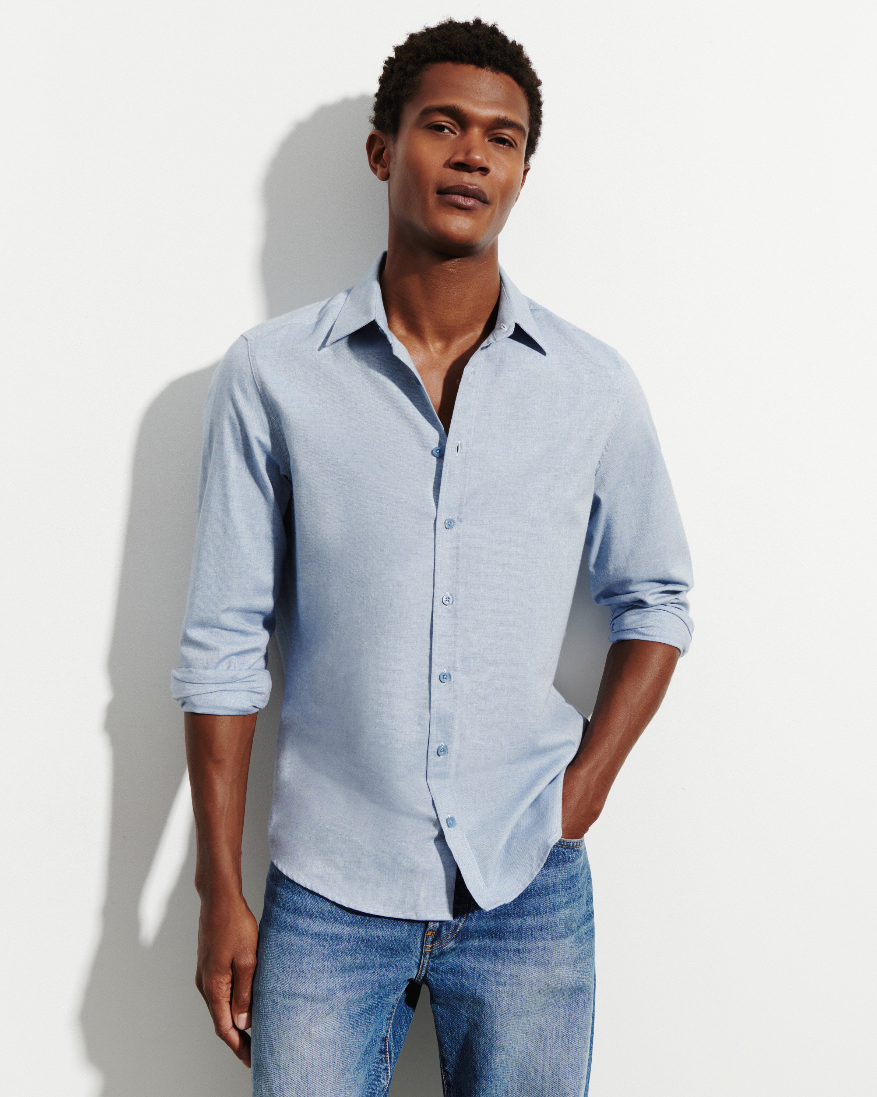 Chemise ample-BLEU AGATE-95% coton 5% cachemire