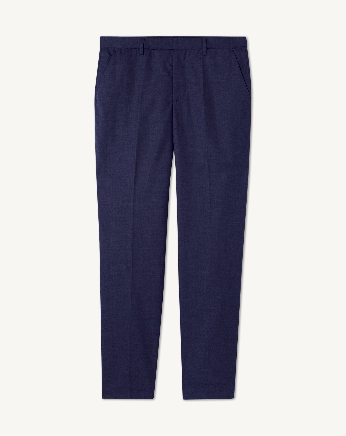 Pantalon droit-MARINE-98% laine 2% élasthanne