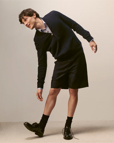 Bermuda en twill-MARINE-100% coton