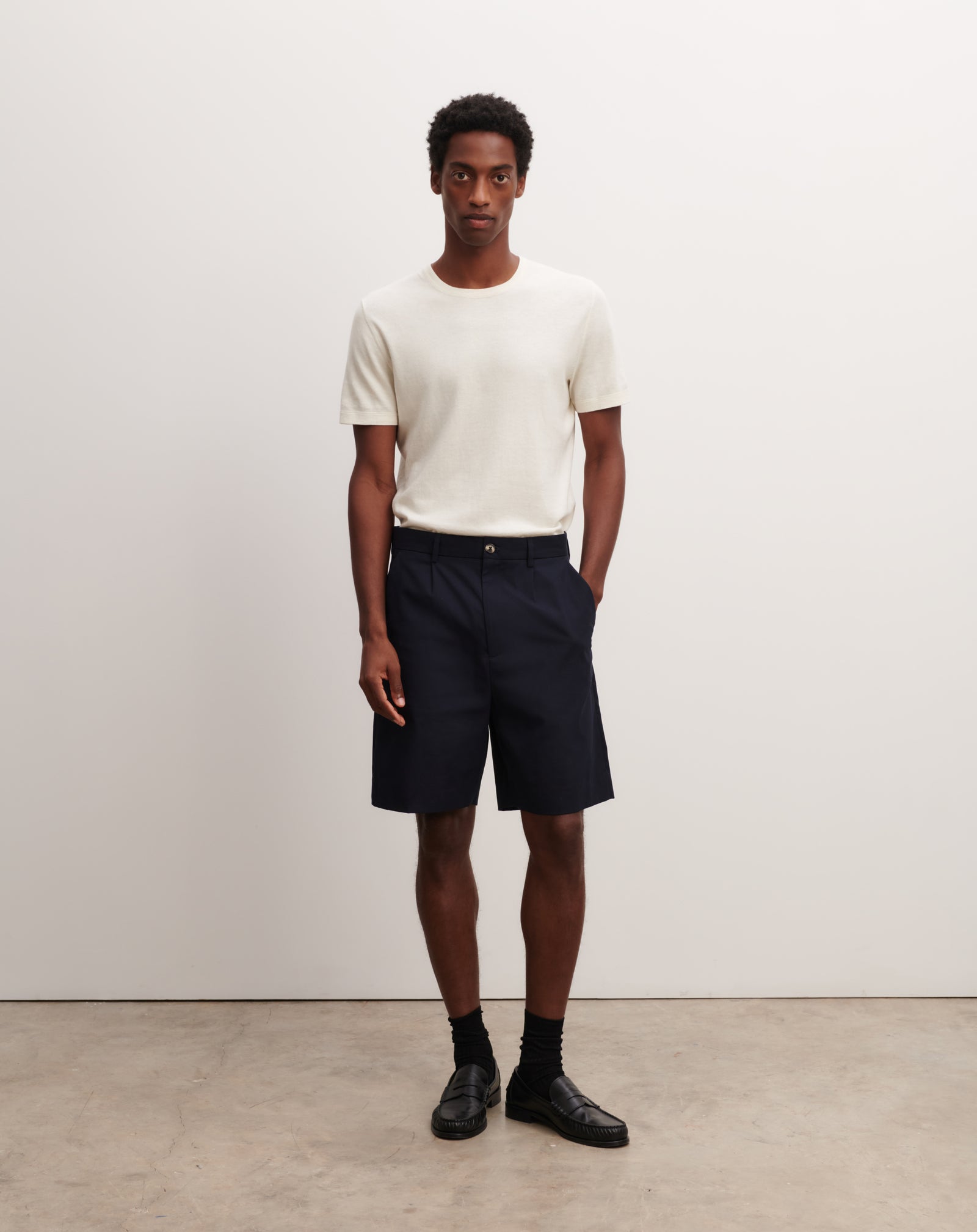 Bermuda en twill-MARINE-100% coton