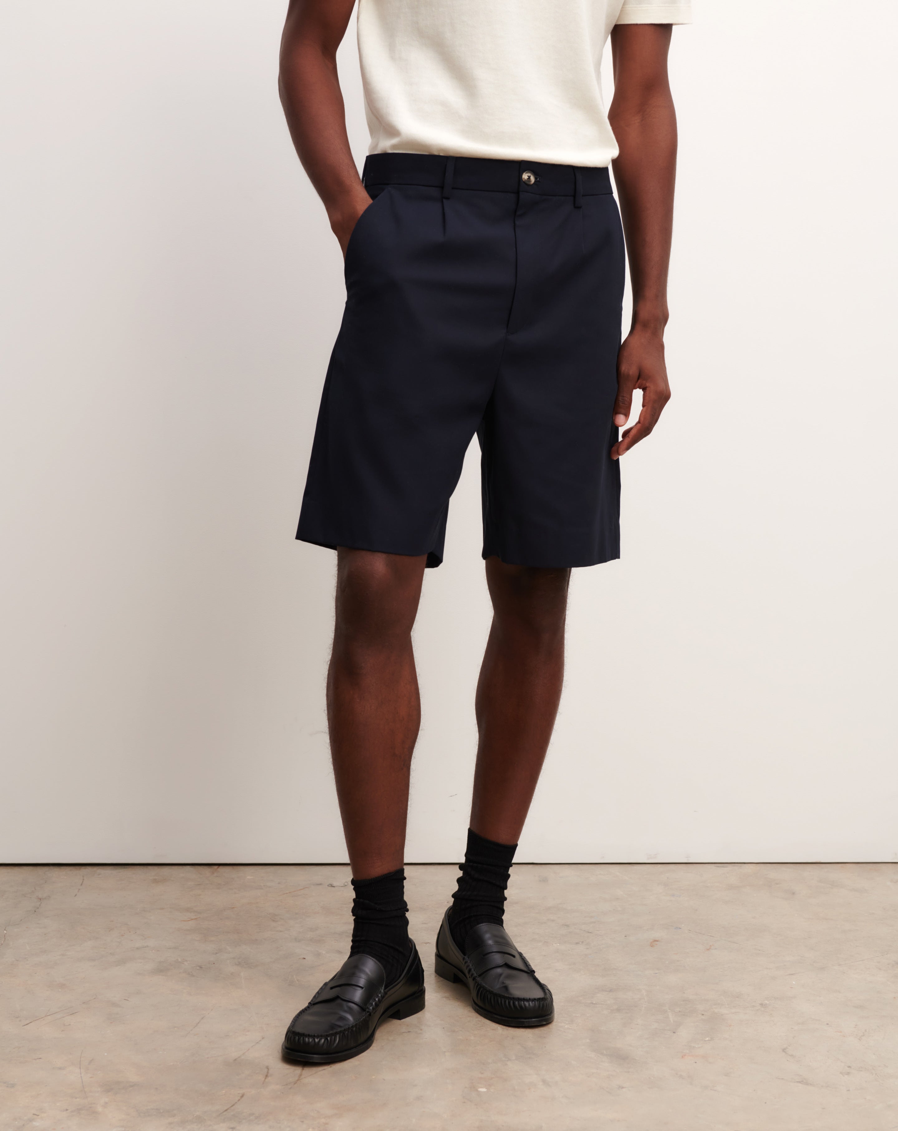 Bermuda en twill-MARINE-100% coton
