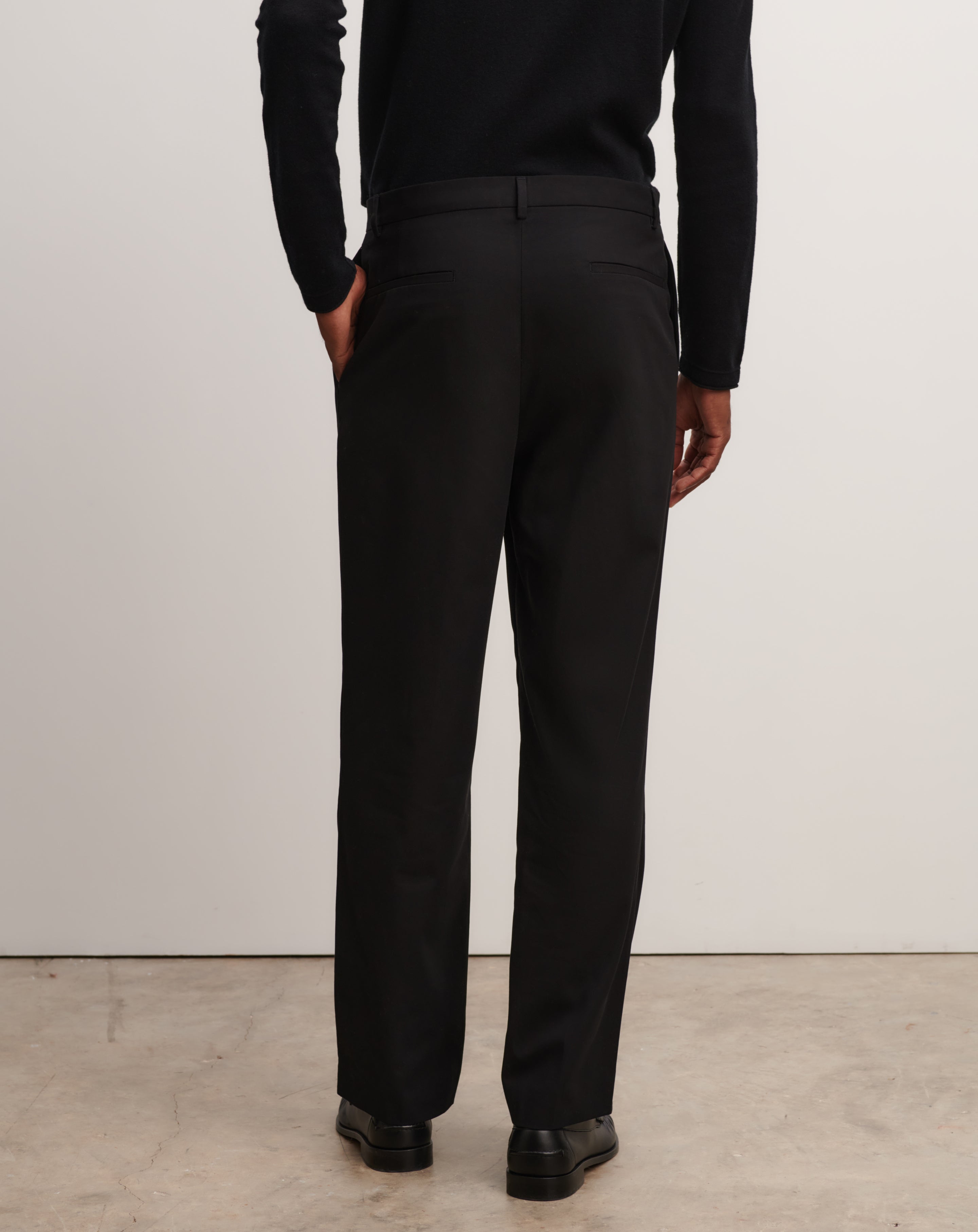 Pantalon à plis-NOIR-100% coton