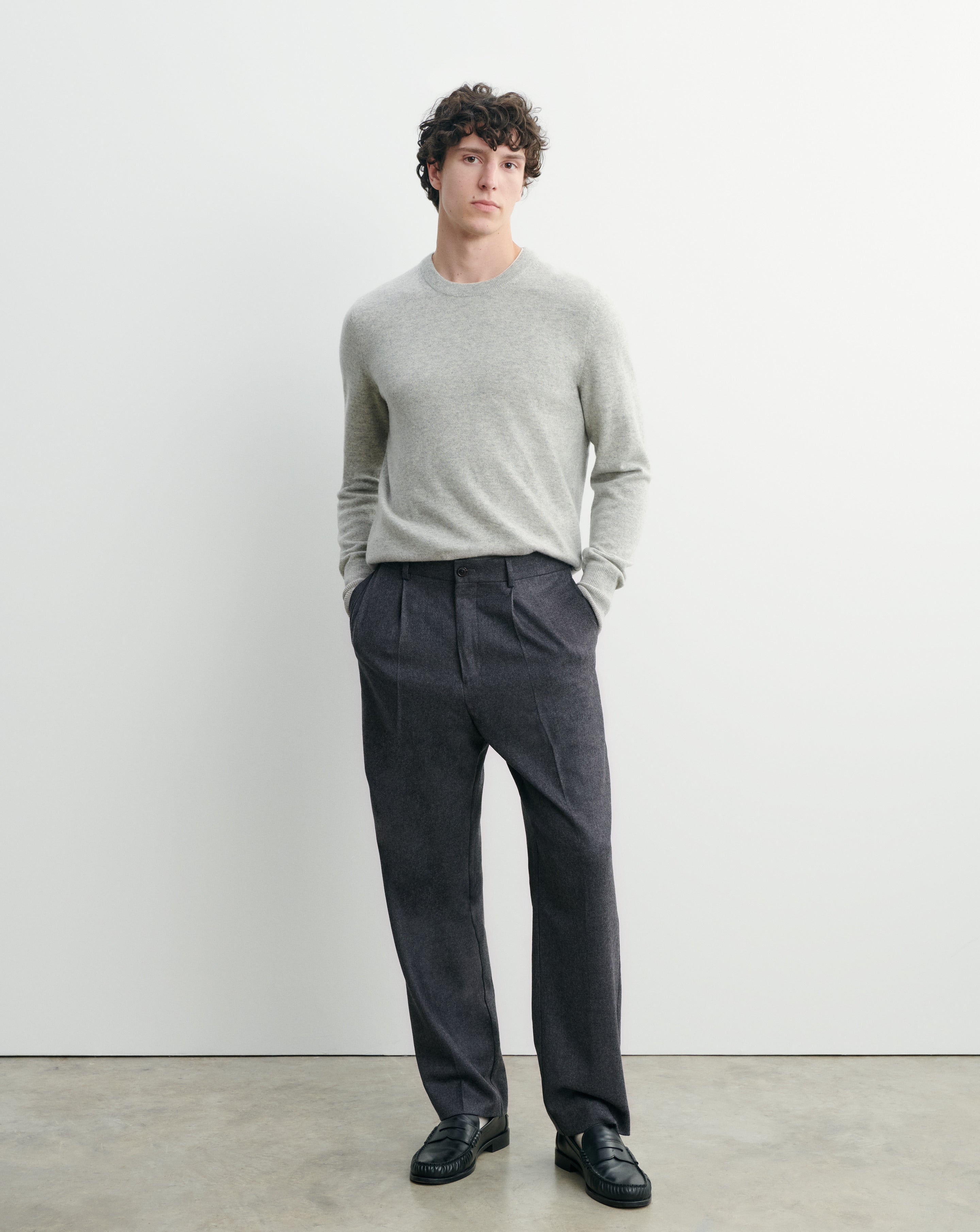 Pantalon à plis-ANTHRACITE-85% laine; 15% cachemire