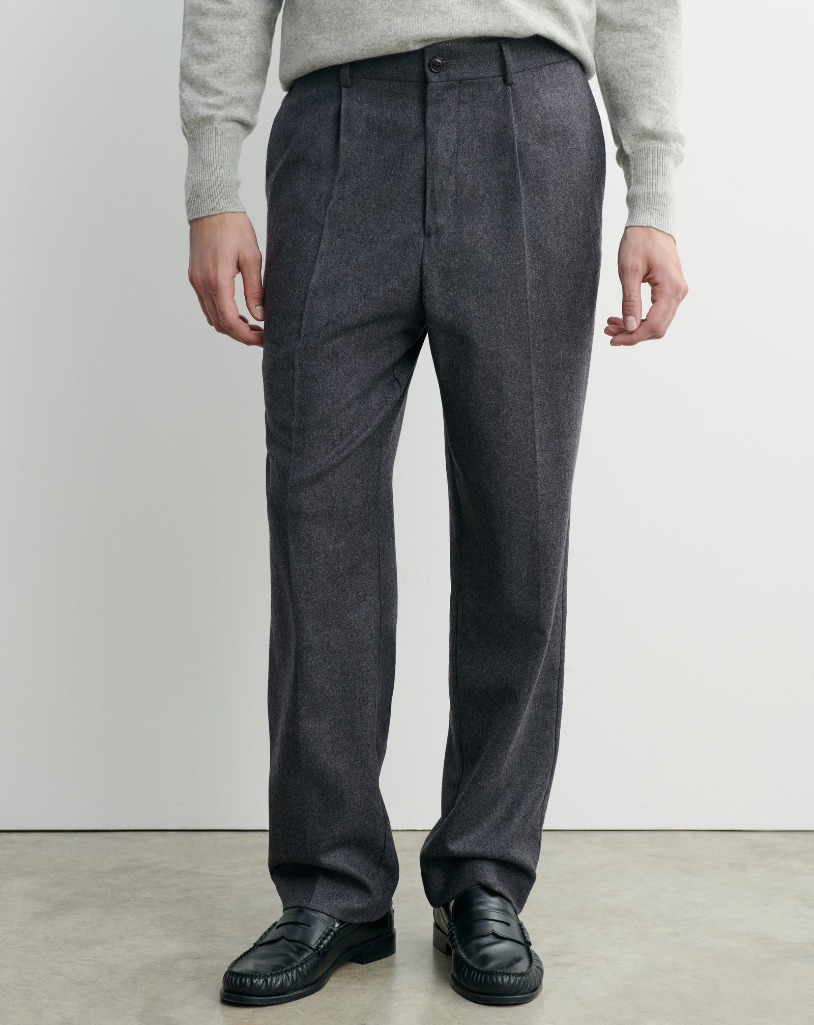 Pantalon à plis-ANTHRACITE-85% laine; 15% cachemire