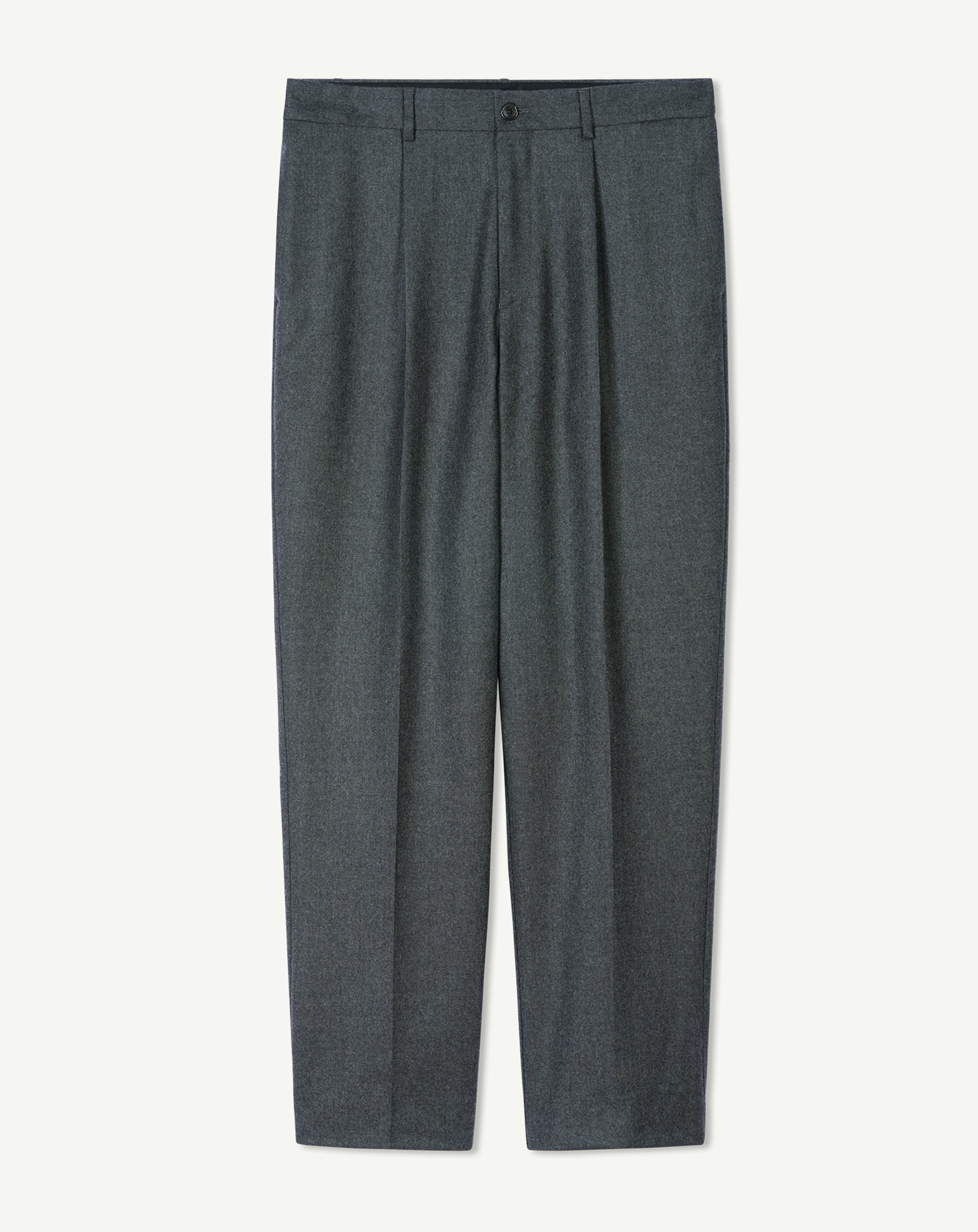 Trousers with pleats in Cashmere, Wool Men charcoal grey | Eric