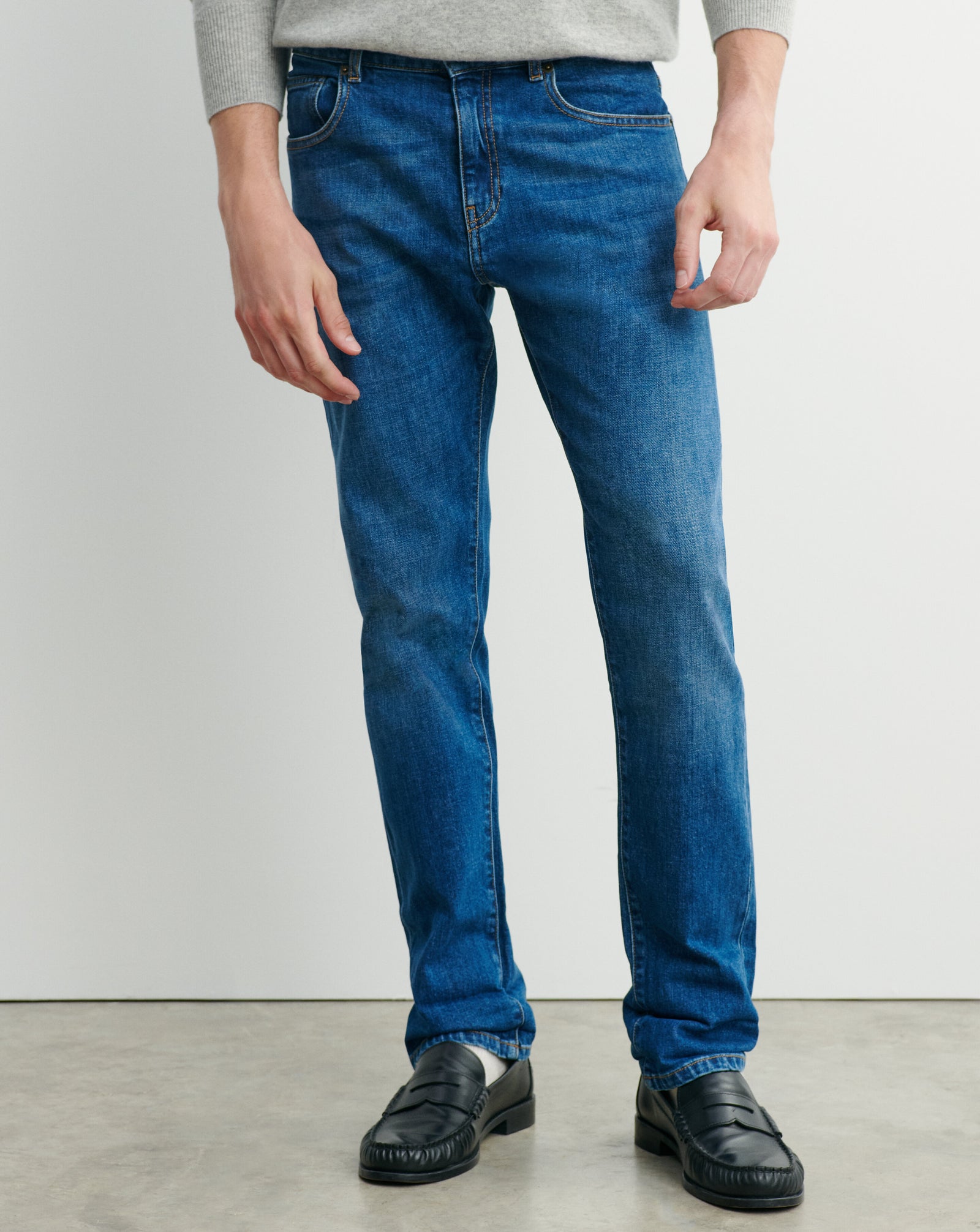 Jean denim délavé-VINTAGE BLUE-98% coton 2% elasthane