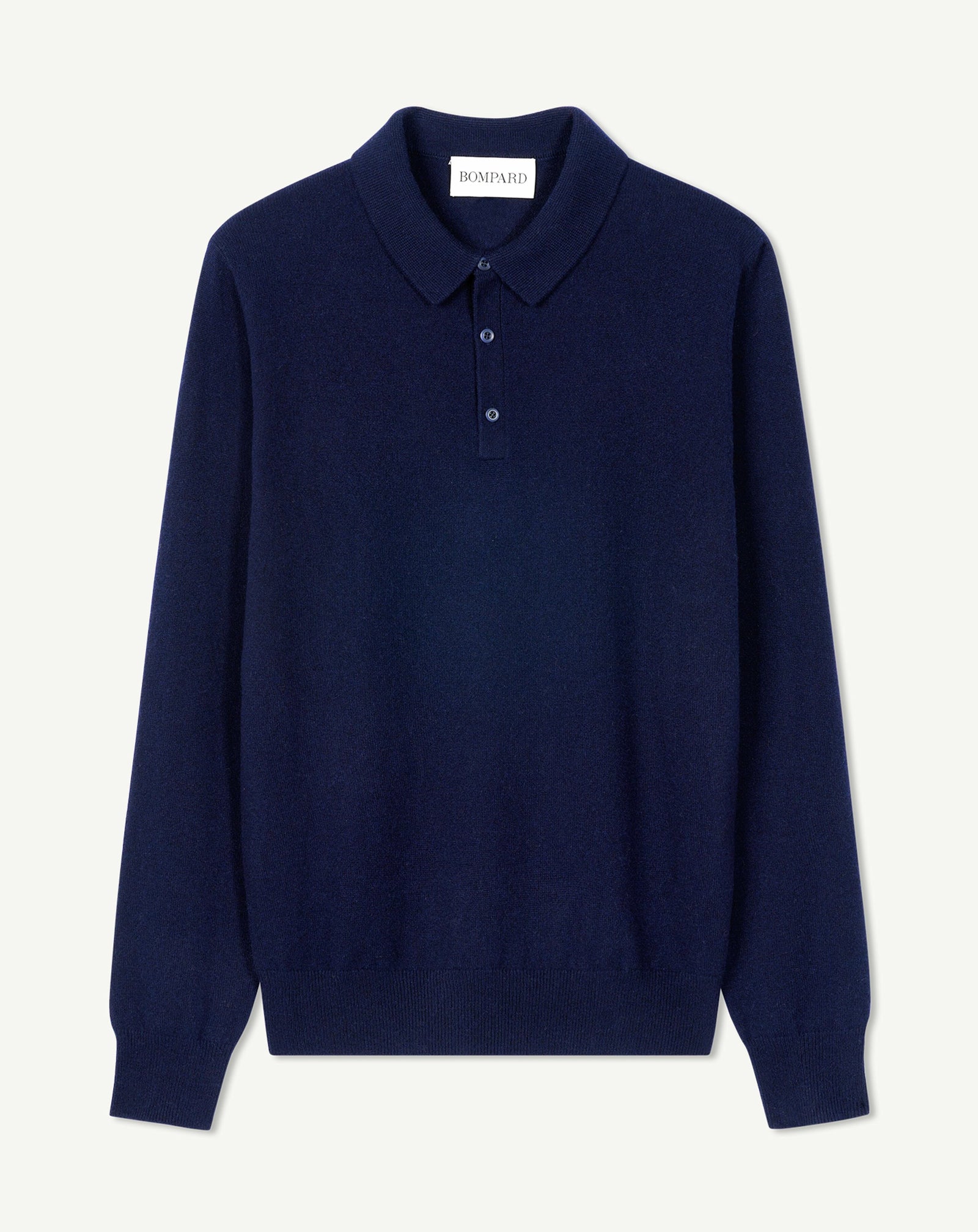 Polo manches longues-MARINE-100% cachemire