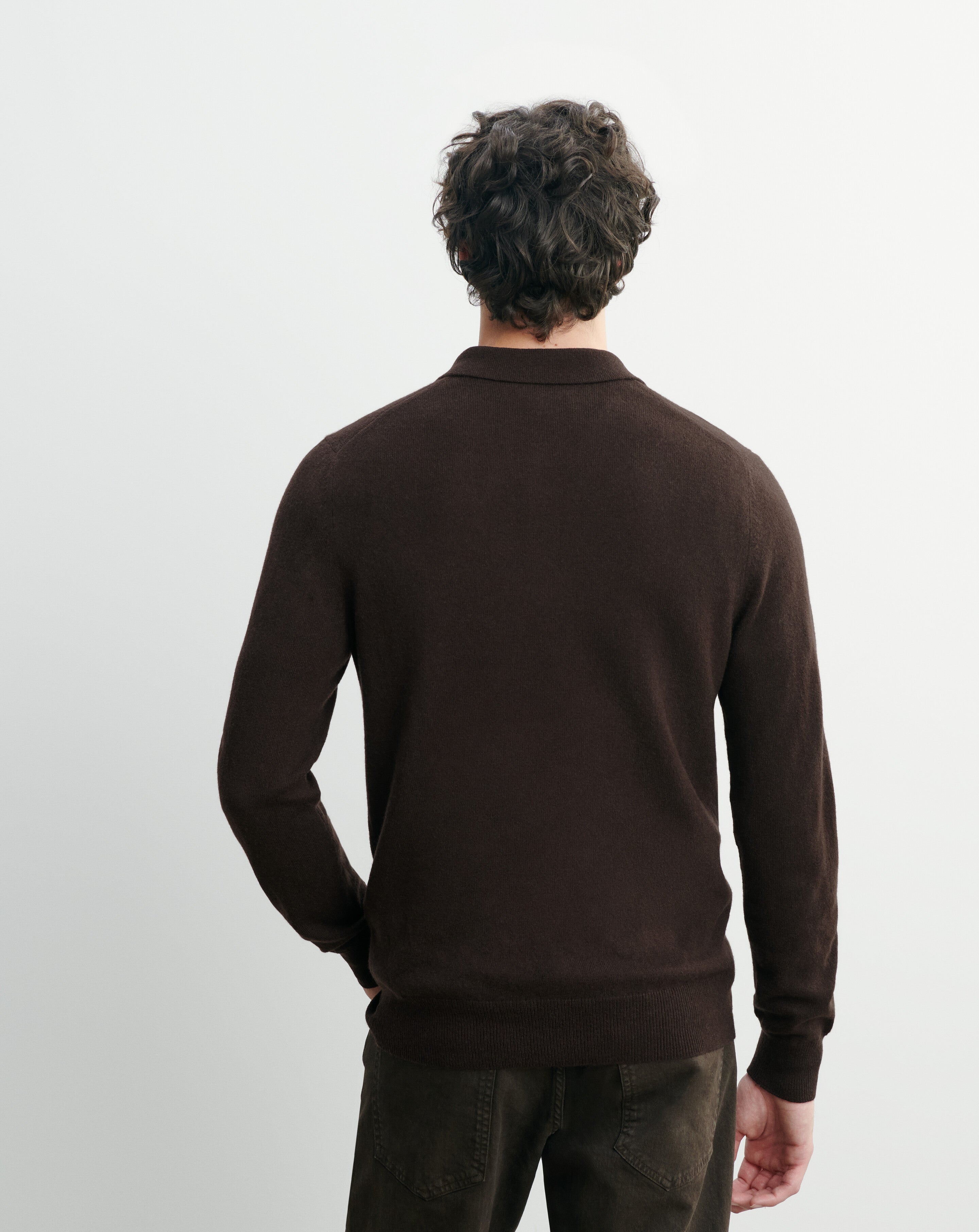 Polo manches longues-CHOCOLAT-100% cachemire