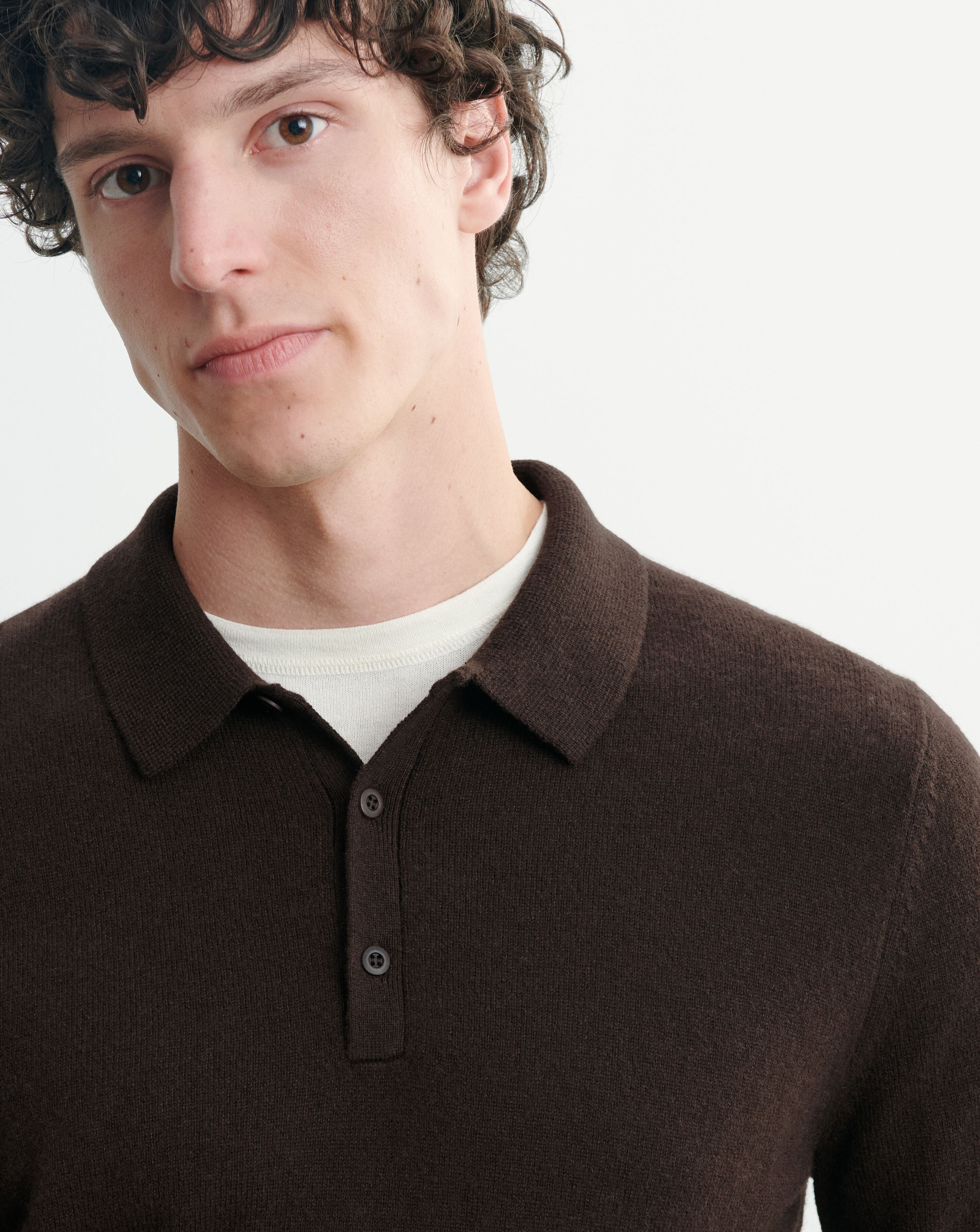 Polo manches longues-CHOCOLAT-100% cachemire