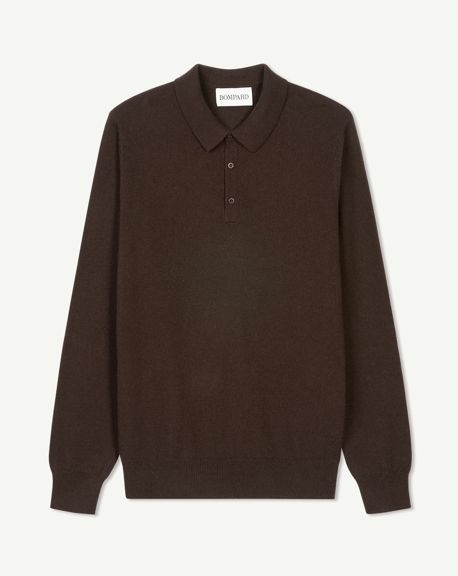 Polo manches longues-CHOCOLAT-100% cachemire