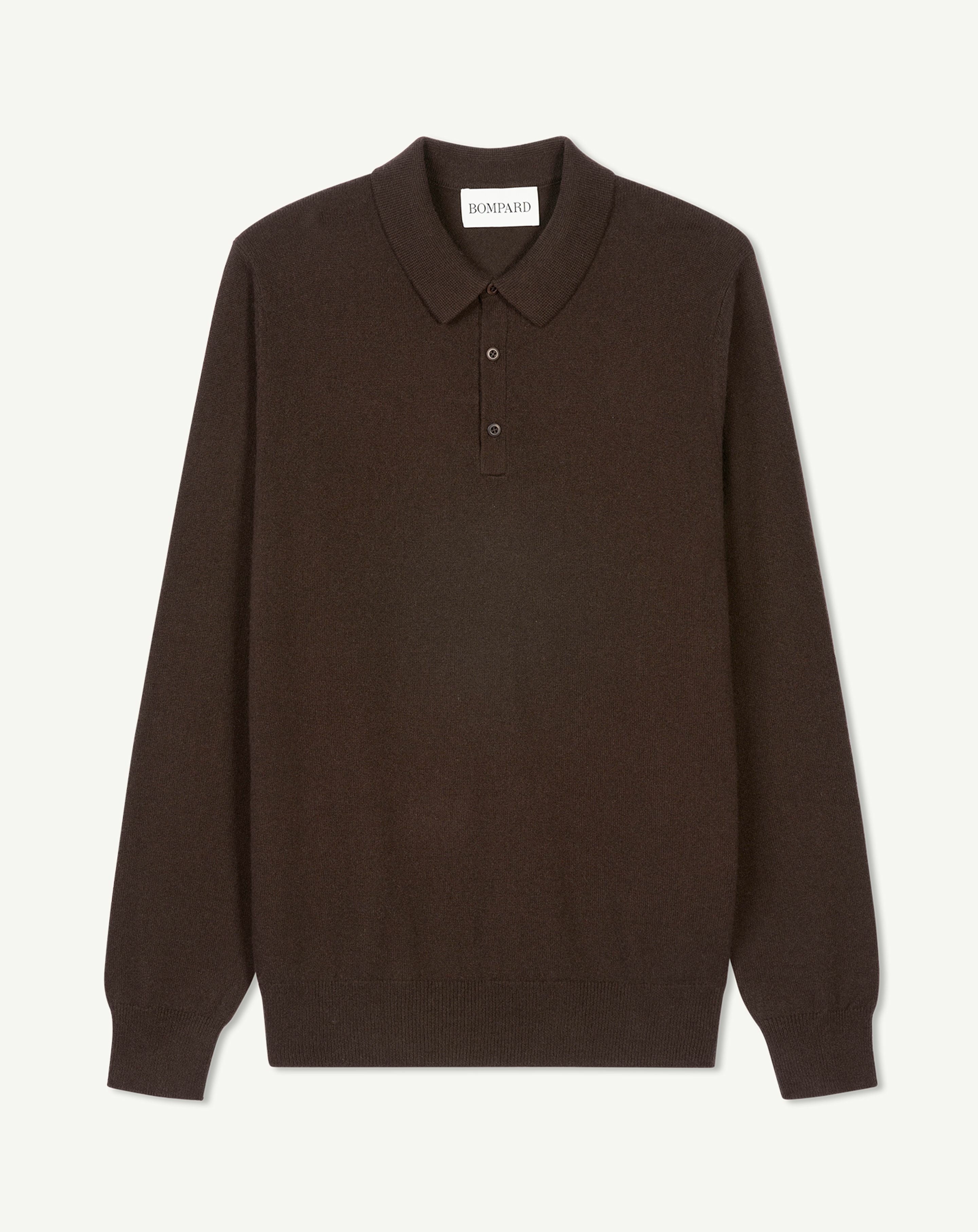 Polo manches longues-CHOCOLAT-100% cachemire