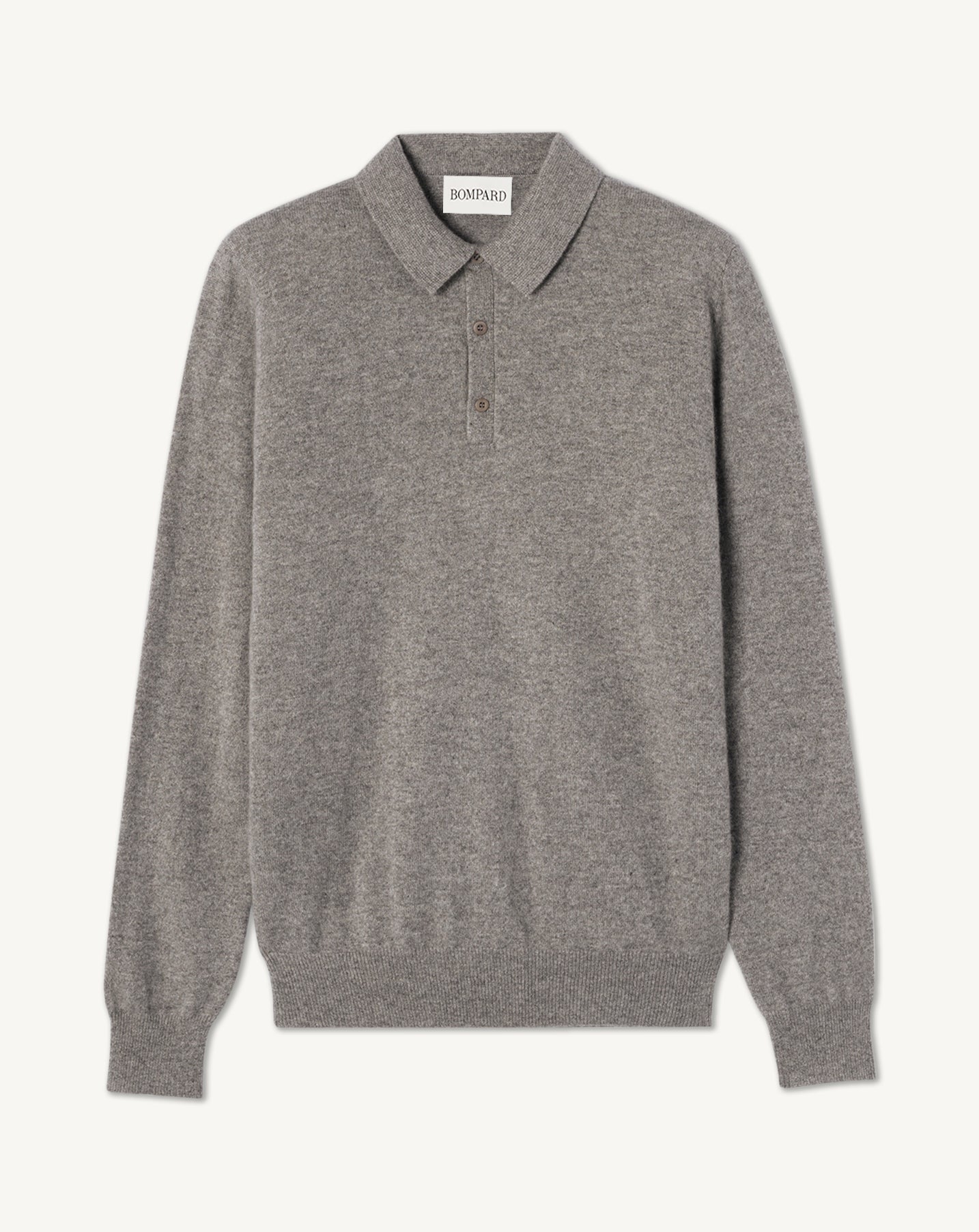 Polo manches longues-GRIS METEORITE-100% cachemire