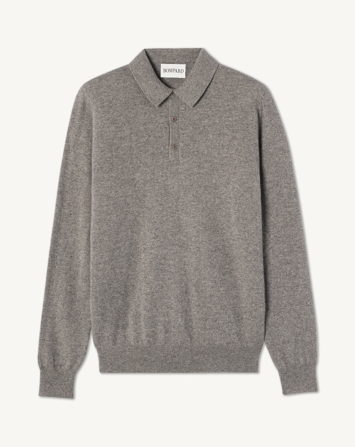 Polo manches longues-GRIS METEORITE-100% cachemire
