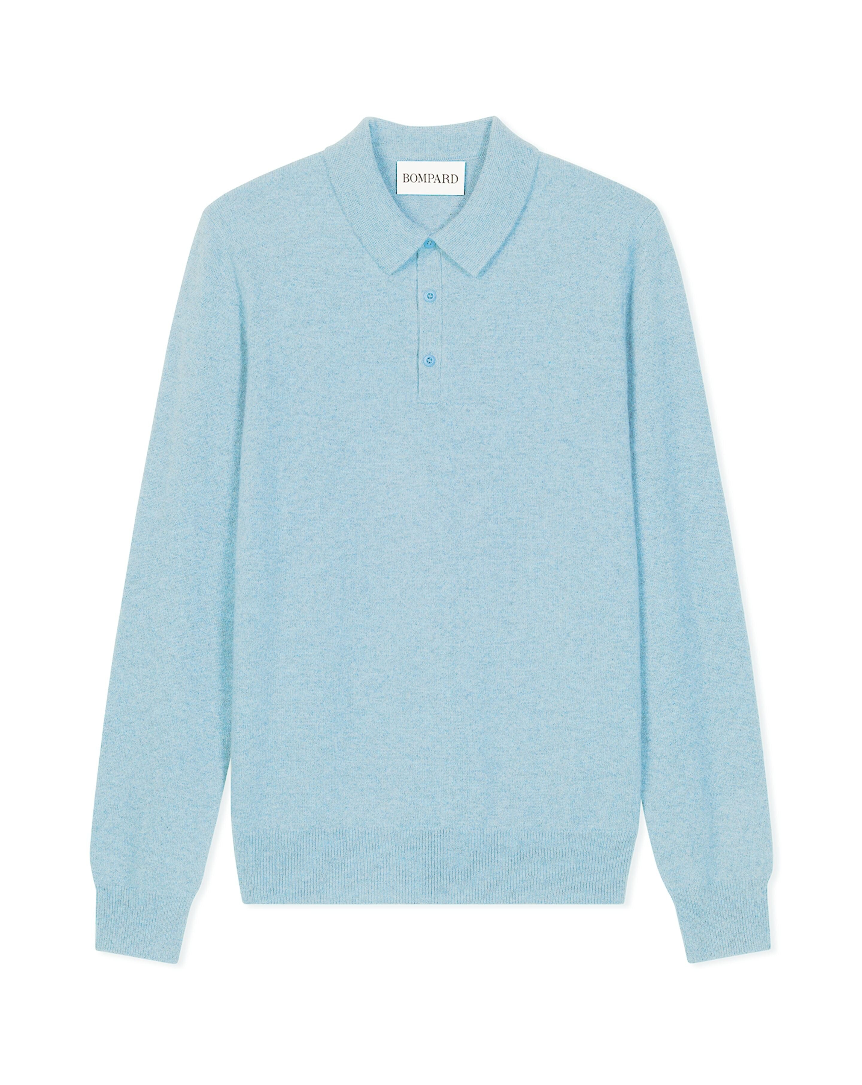 Polo manches longues-BLEU CONCORDE-100% cachemire