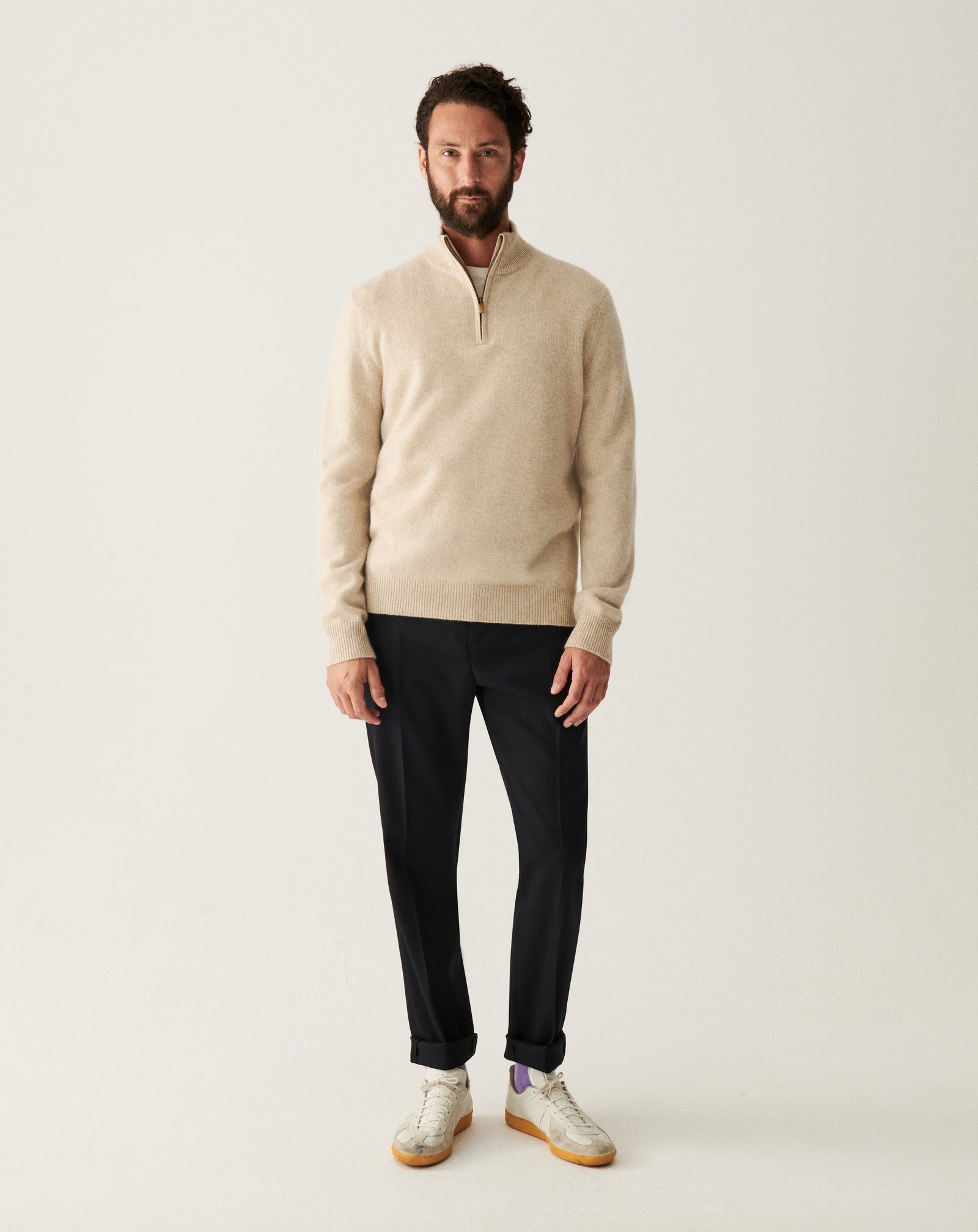 Pull camionneur 4 fils-AVOINE-100% cachemire