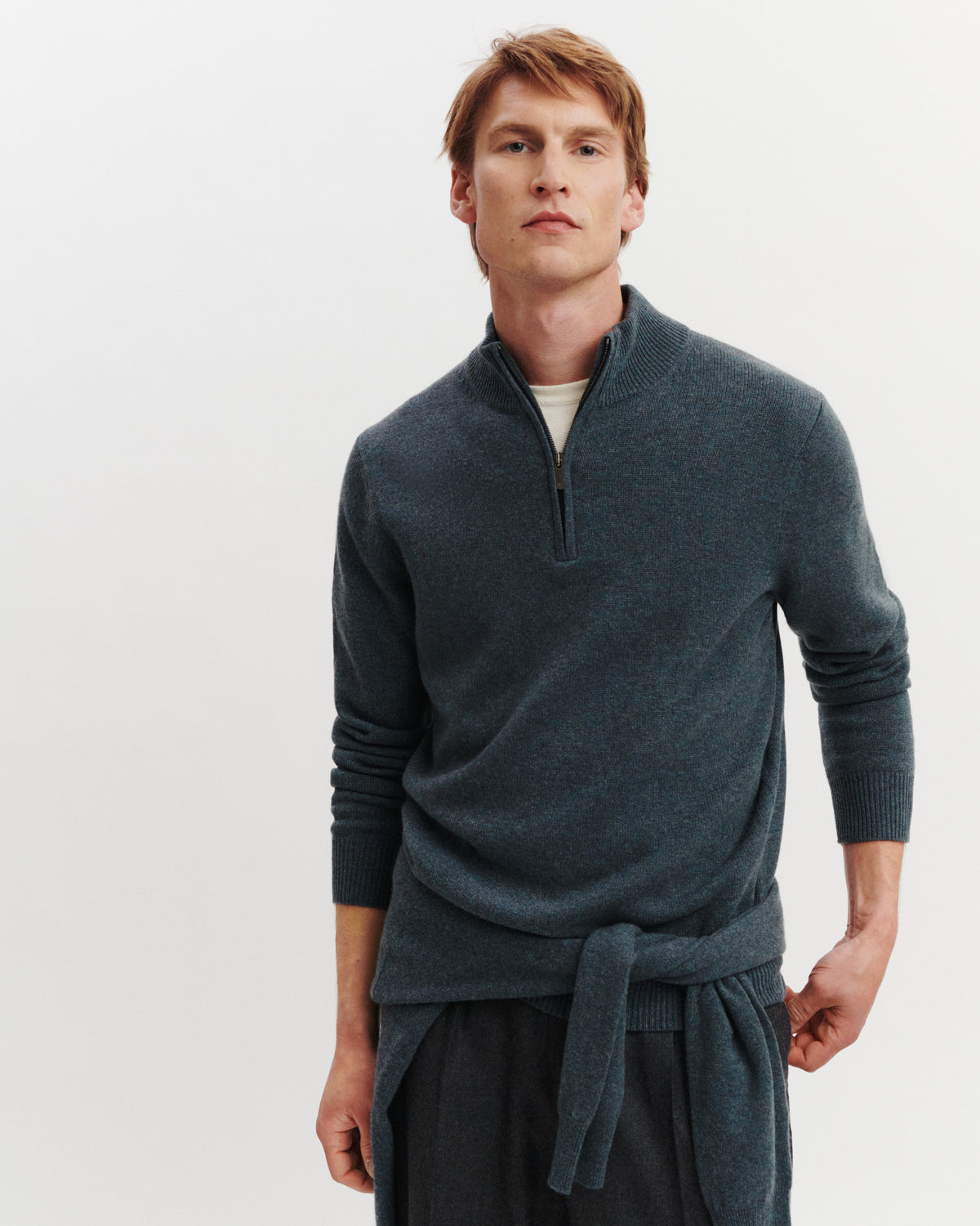 Pull camionneur Lazare-BLEU GRANIT-100% cachemire