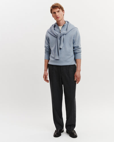 Pull camionneur Lazare-BLEU GLACIER-100% cachemire
