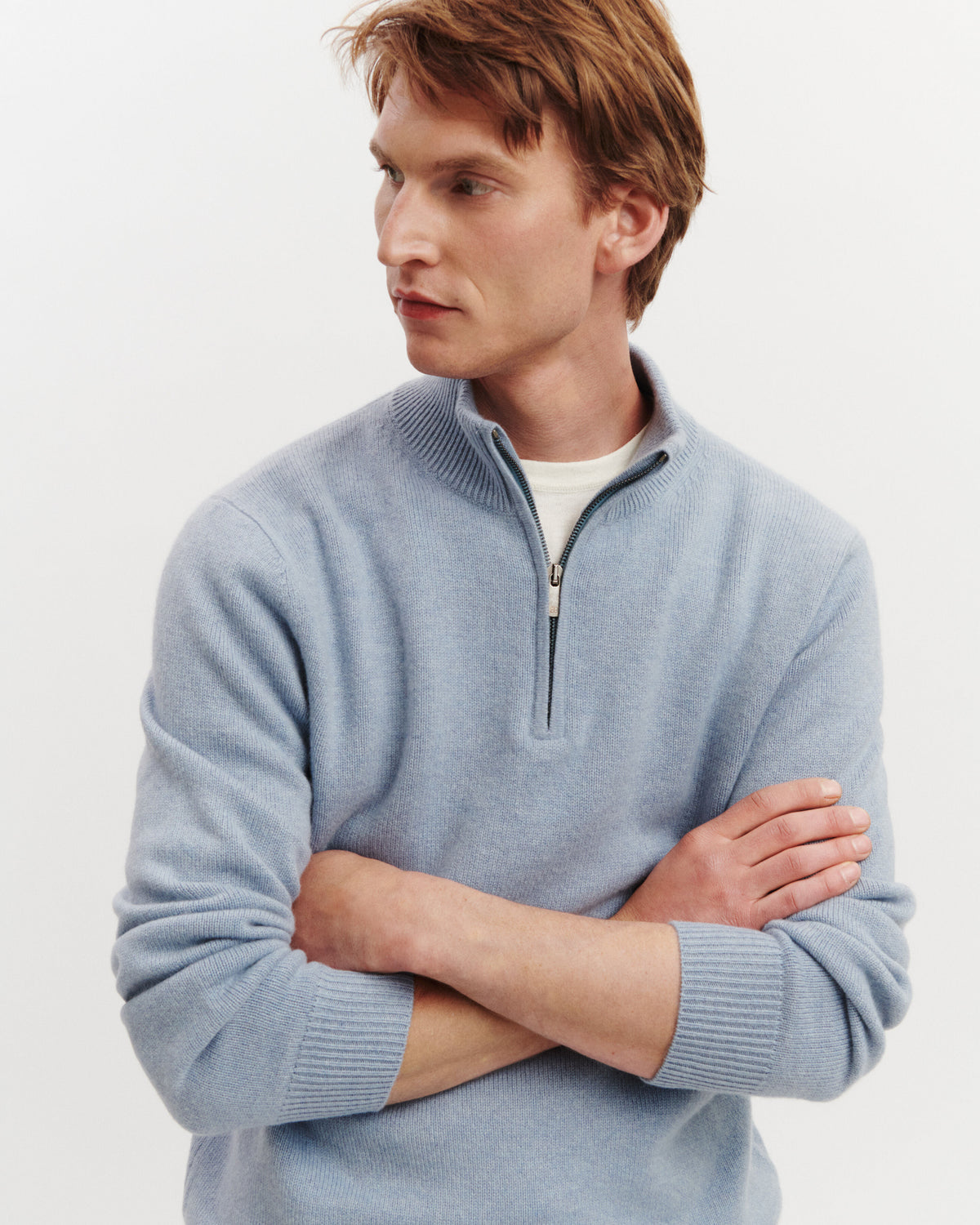 Pull camionneur Lazare-BLEU GLACIER-100% cachemire