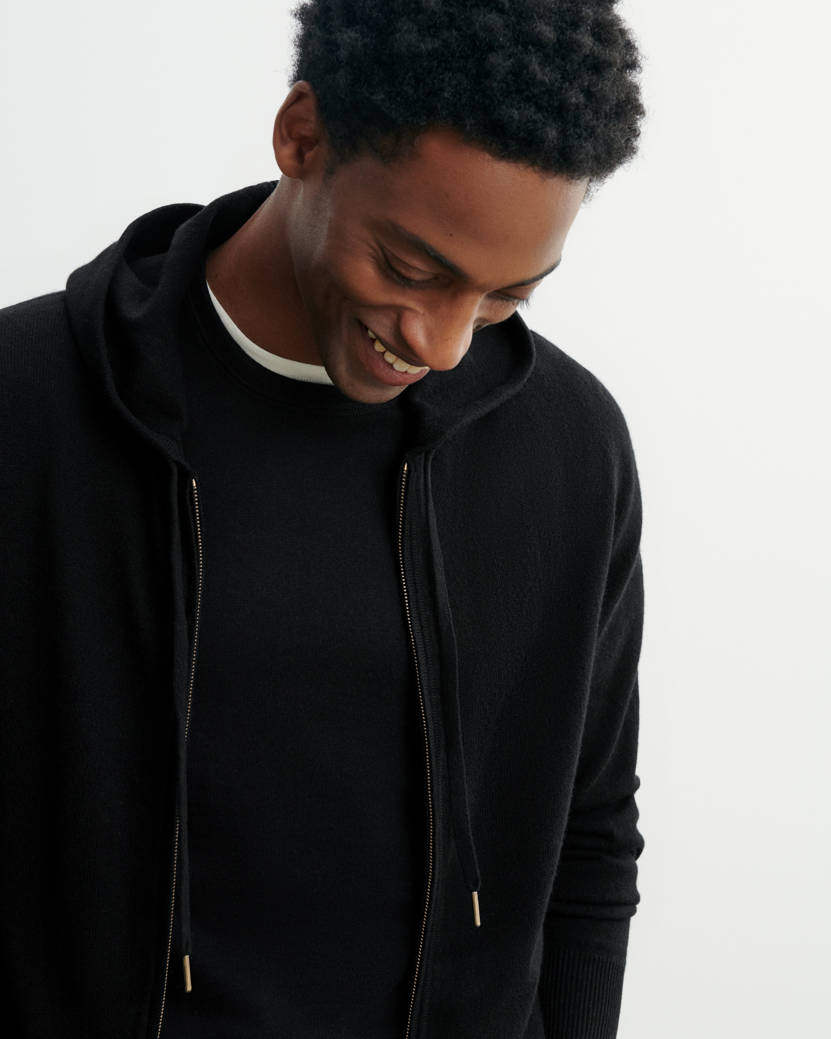 Pull à capuche zippé-NOIR-100% cachemire