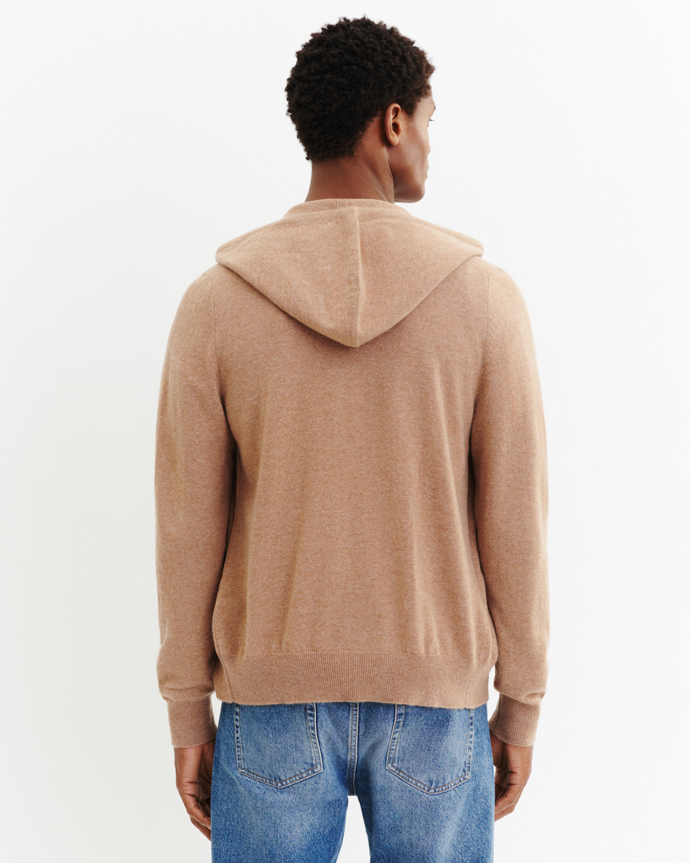 Pull à capuche zippé-CARAMEL-100% cachemire