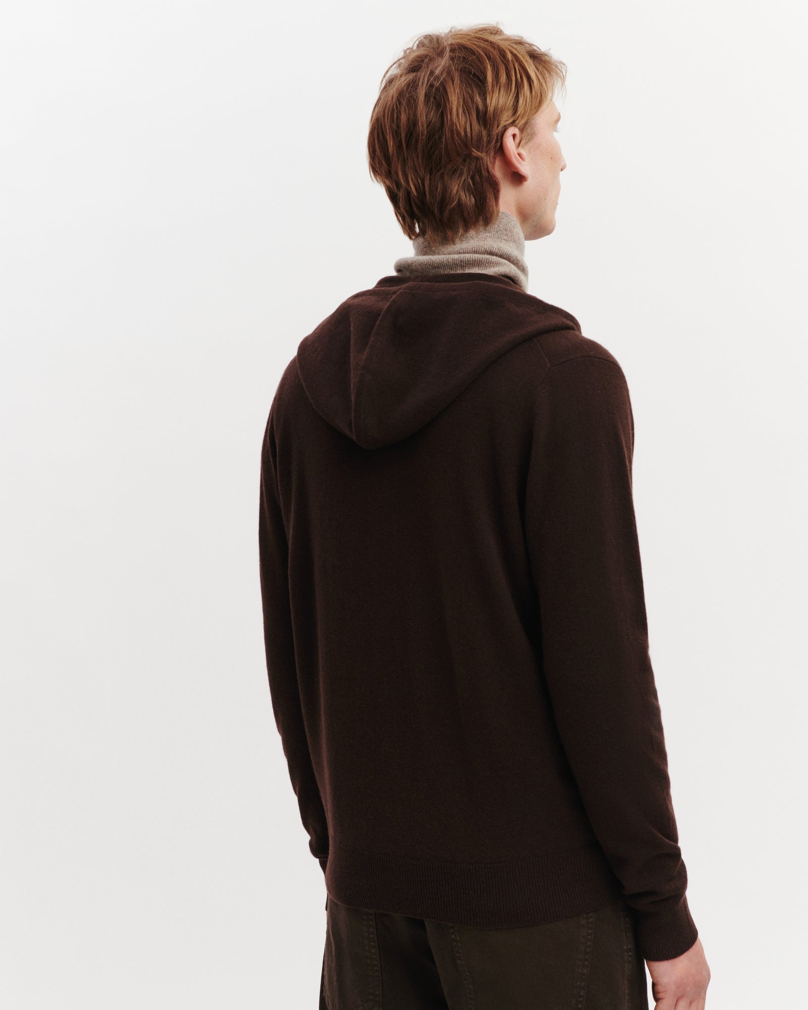 Pull à capuche zippé-CHOCOLAT-100% cachemire