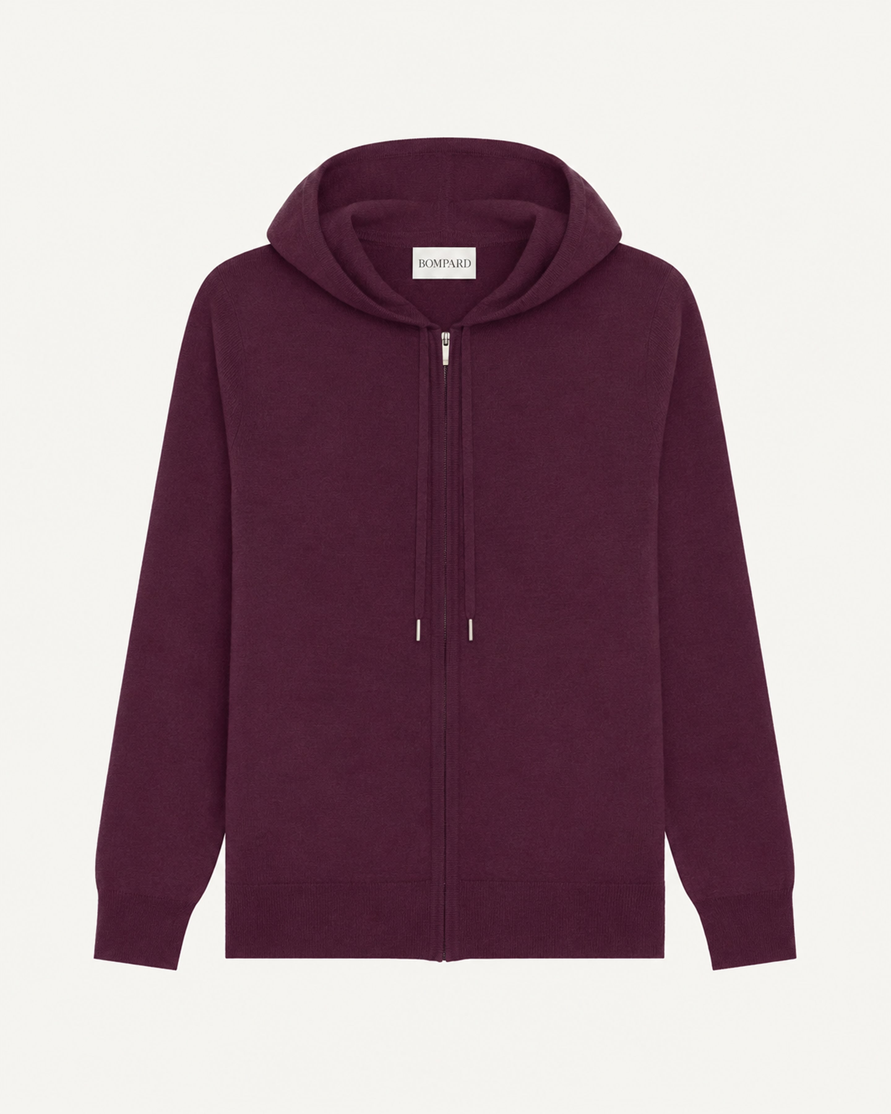 Pull à capuche zippé-GRENAT-100% cachemire