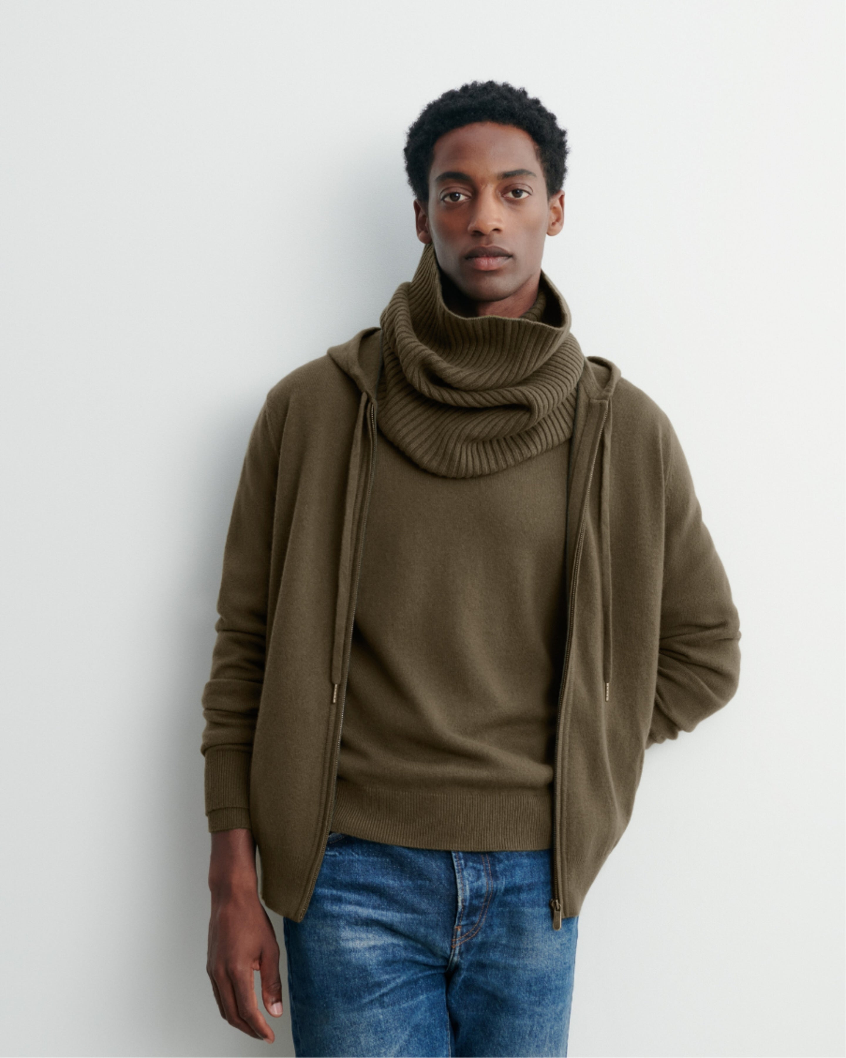 Pull à capuche zippé-BRONZE-100% cachemire