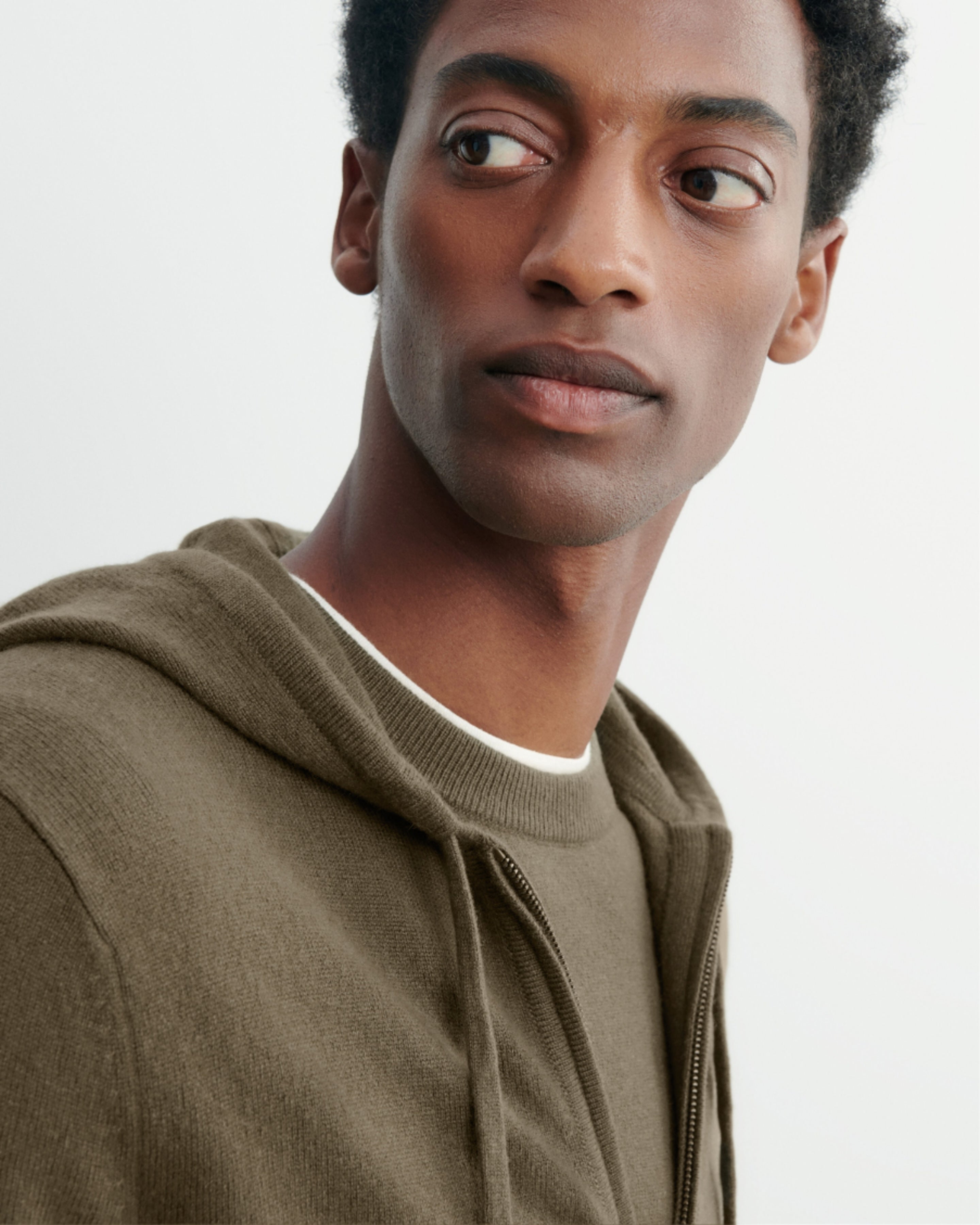 Pull à capuche zippé-BRONZE-100% cachemire