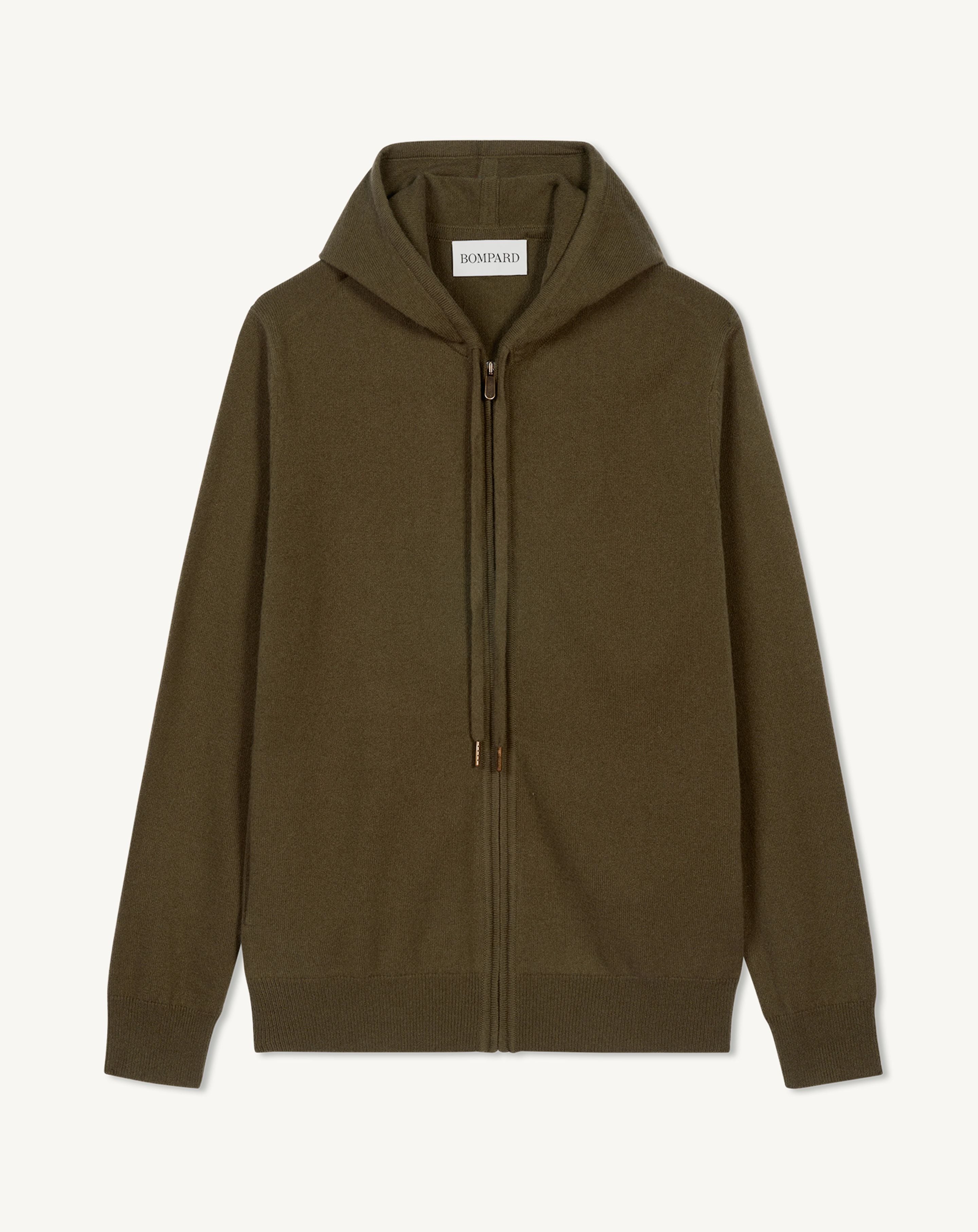 Pull à capuche zippé-BRONZE-100% cachemire
