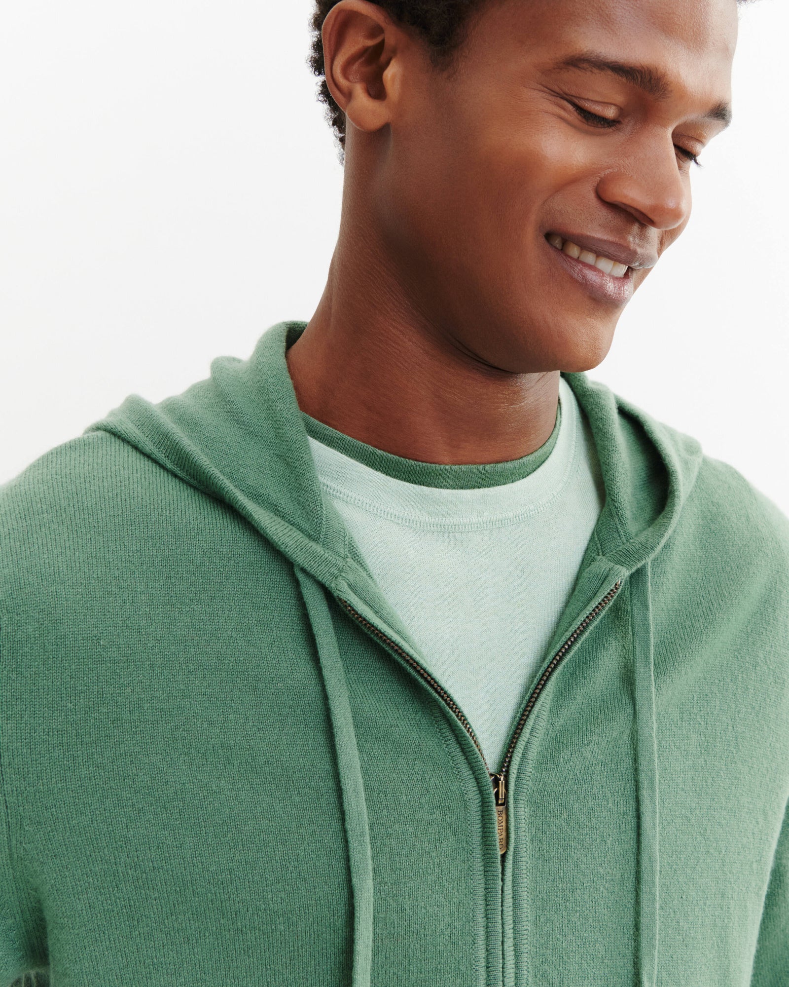 Pull à capuche zippé-JADE-100% cachemire