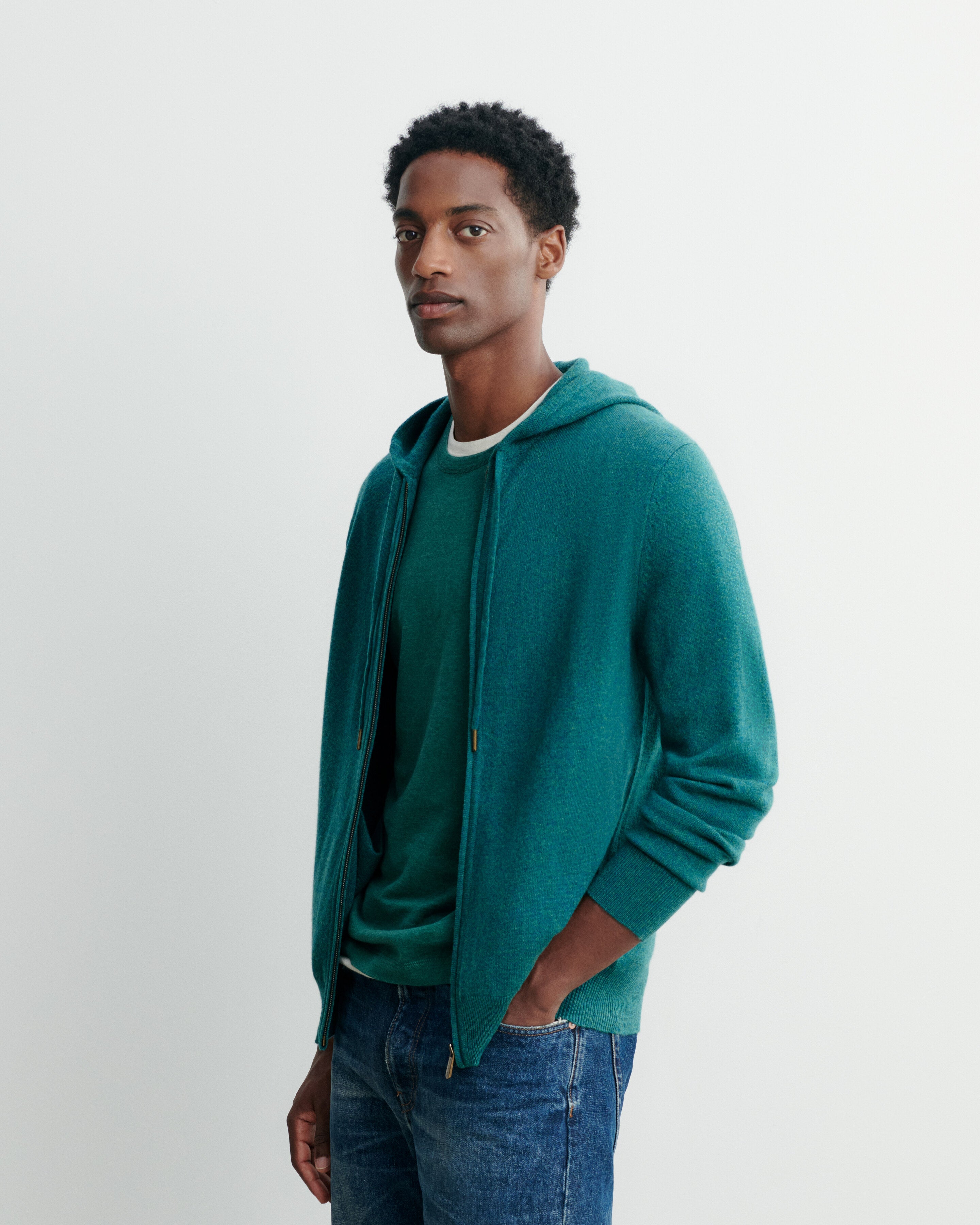 Pull à capuche zippé-CEDRE-100% cachemire