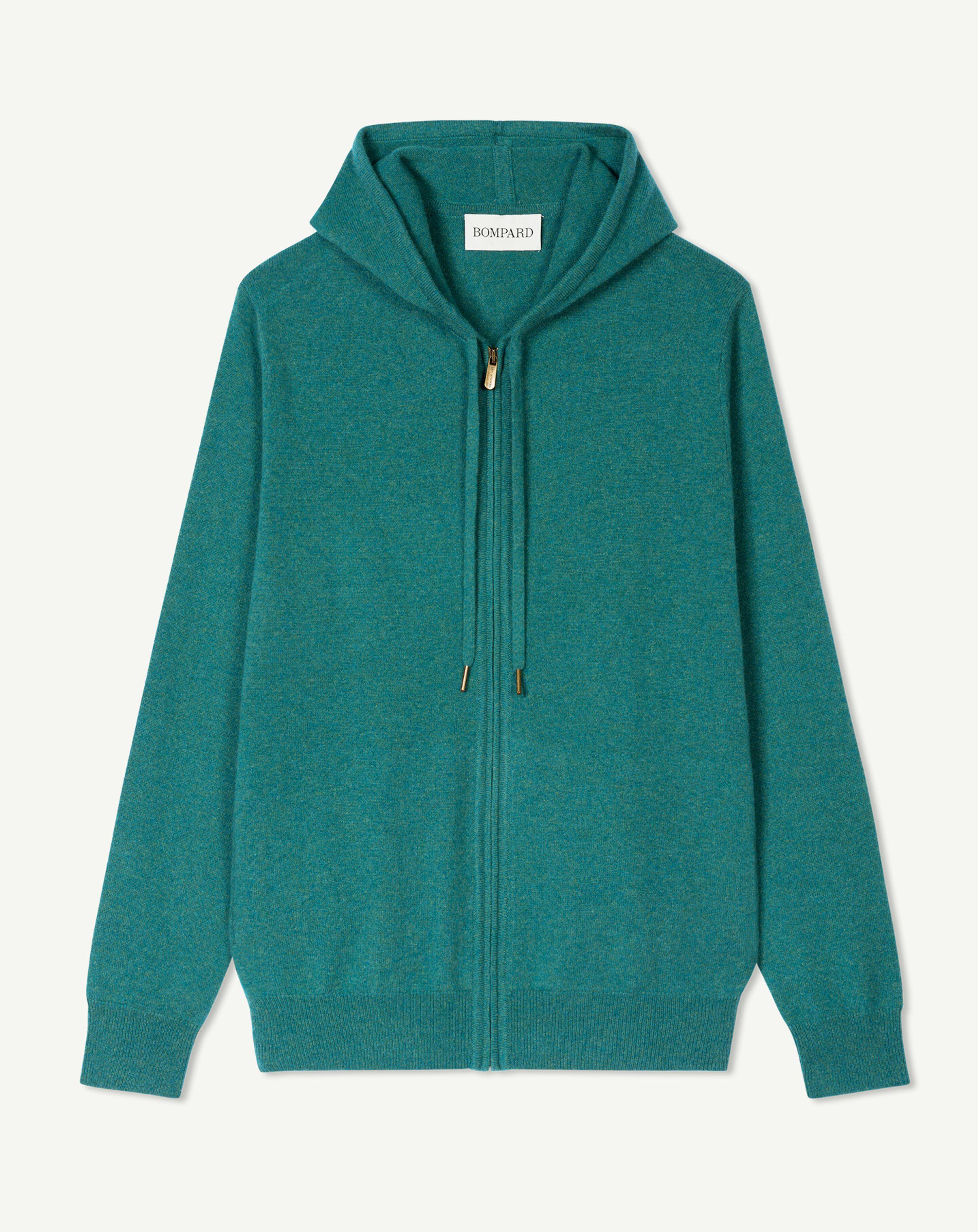 Pull à capuche zippé-CEDRE-100% cachemire