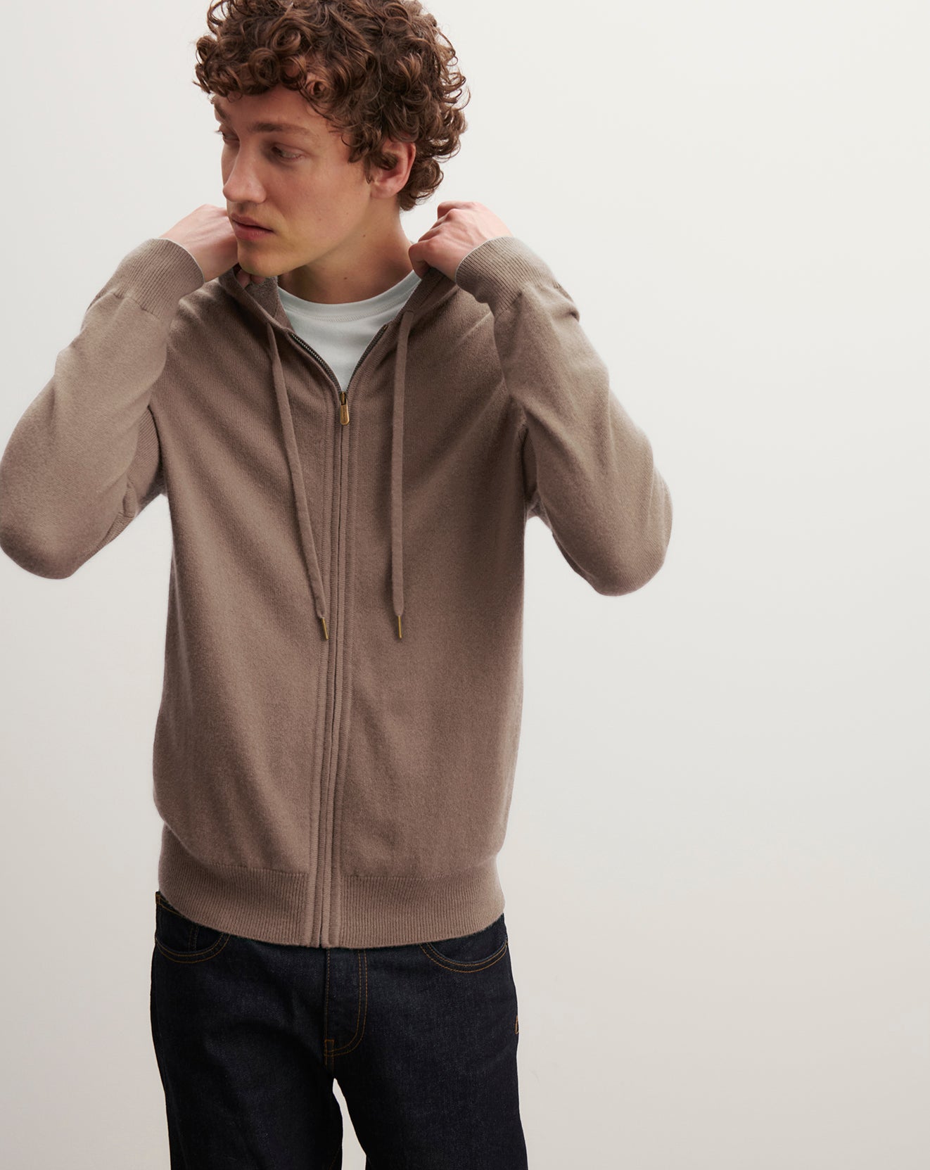 Pull à capuche zippé-MILLET-100% cachemire