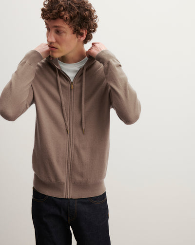 Pull à capuche zippé-MILLET-100% cachemire
