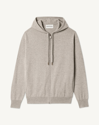 Hoodie-GRIS ARGENTE-100% CACHEMIRE