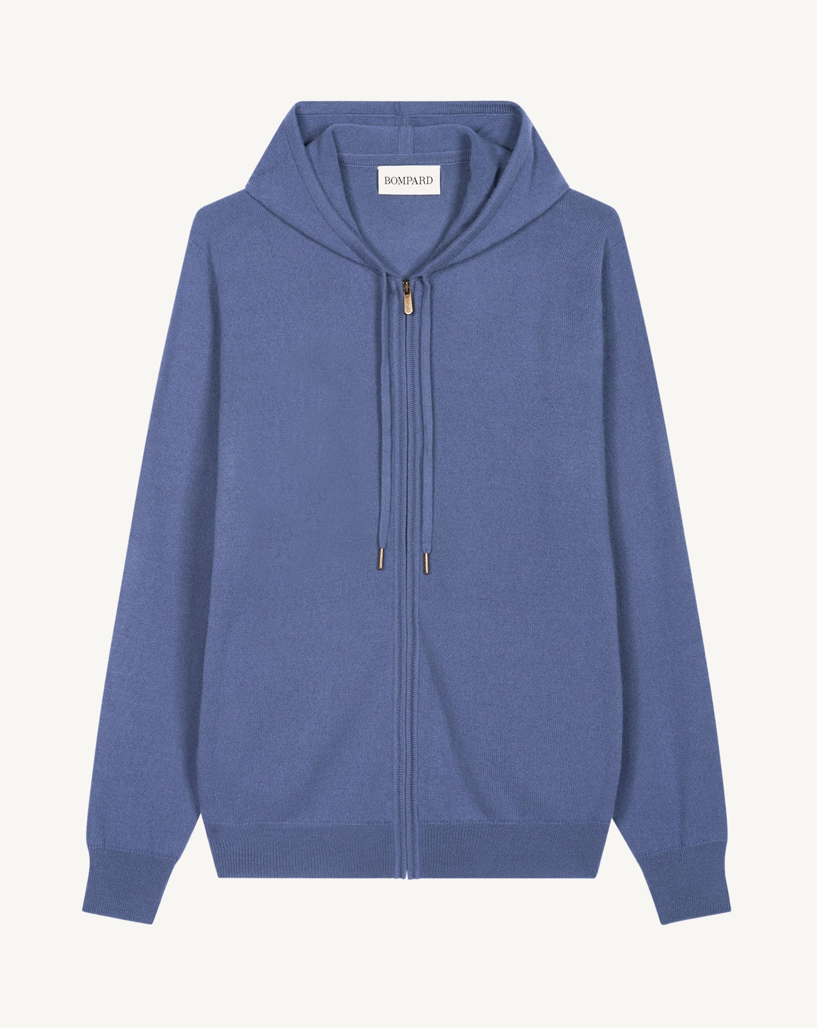 Pull à capuche zippé-BLEU ATLAS-100% cachemire