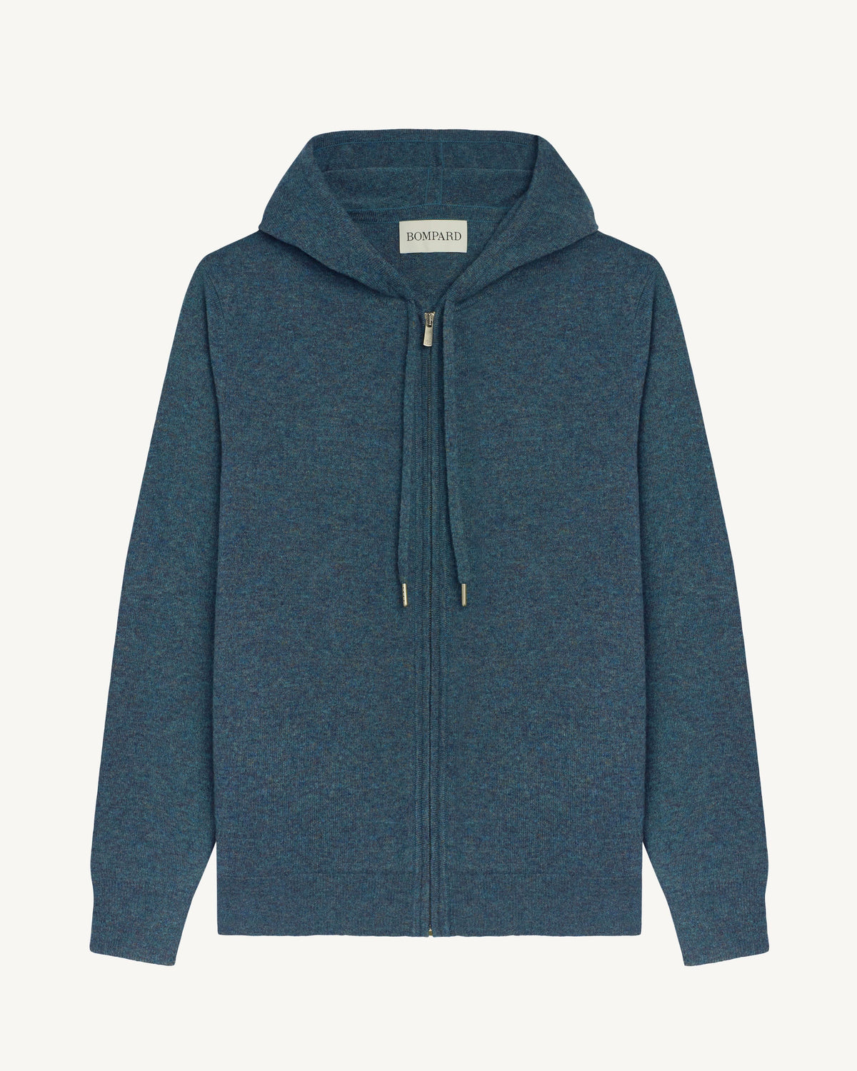 Pull à capuche zippé-BLEU GRANIT-100% cachemire